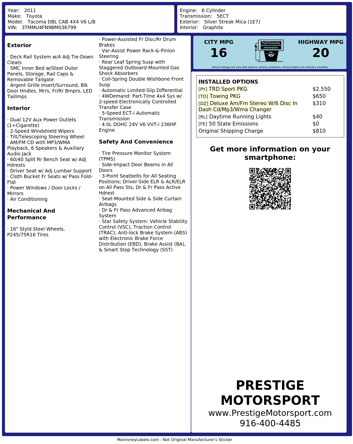 Monroney Label