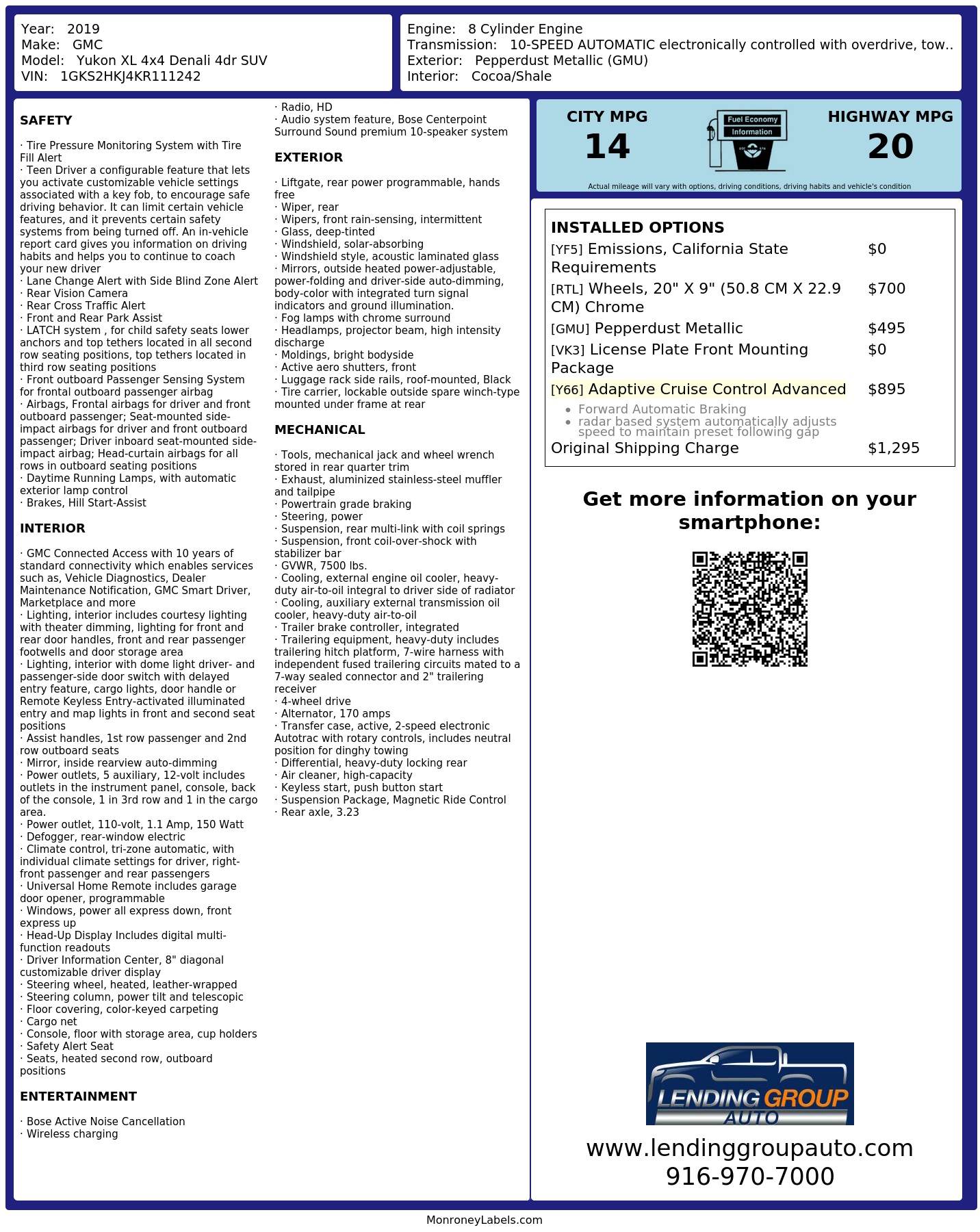 Monroney Label