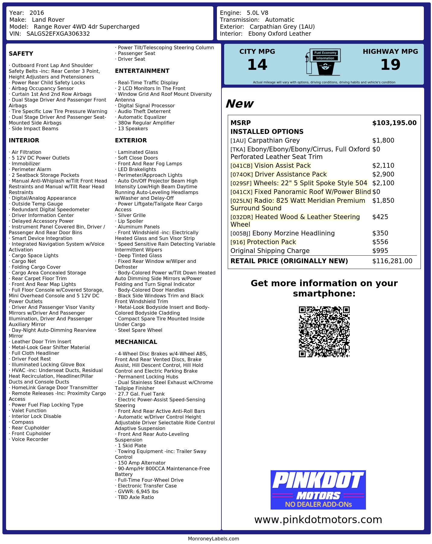 Monroney Label