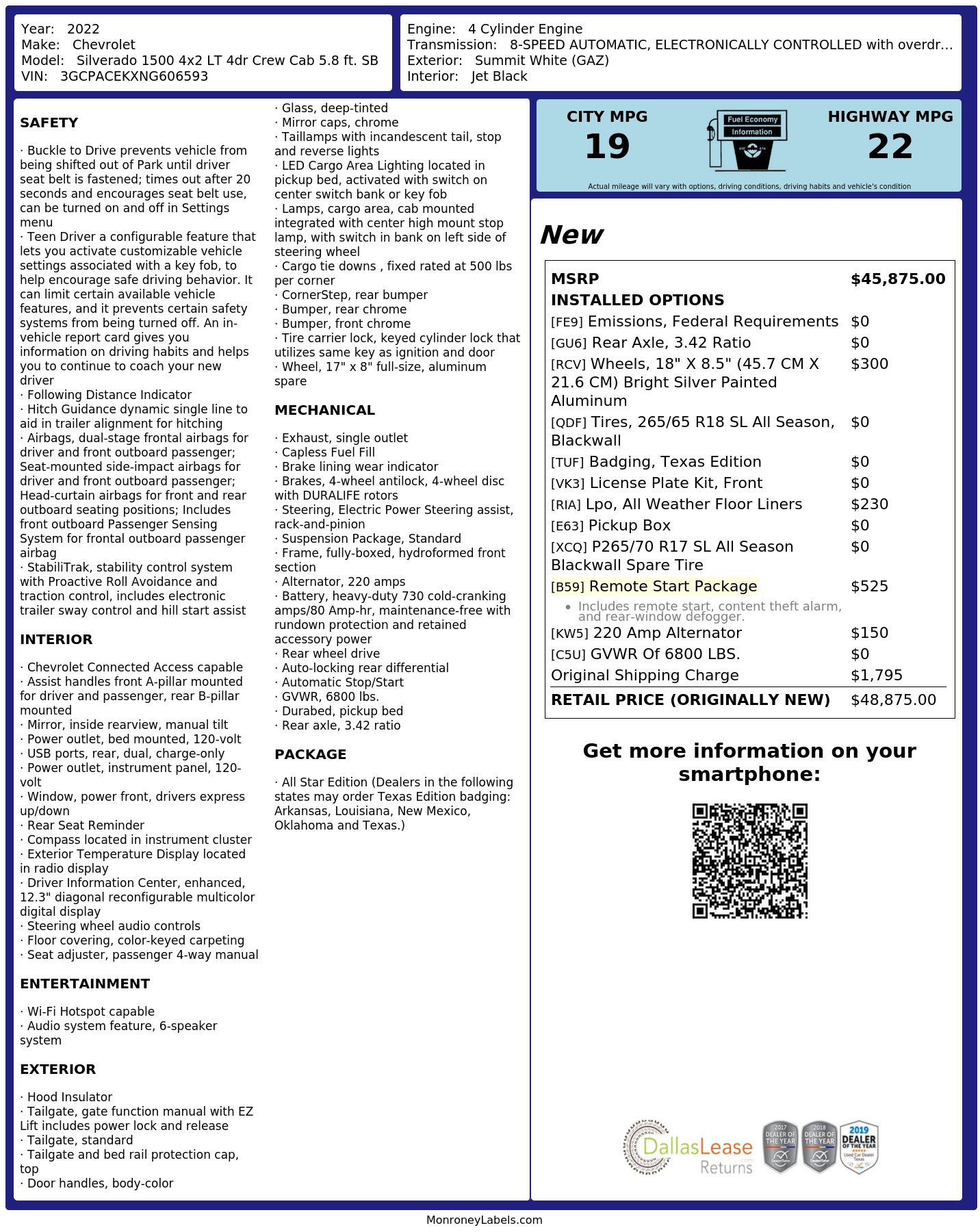 Monroney Label