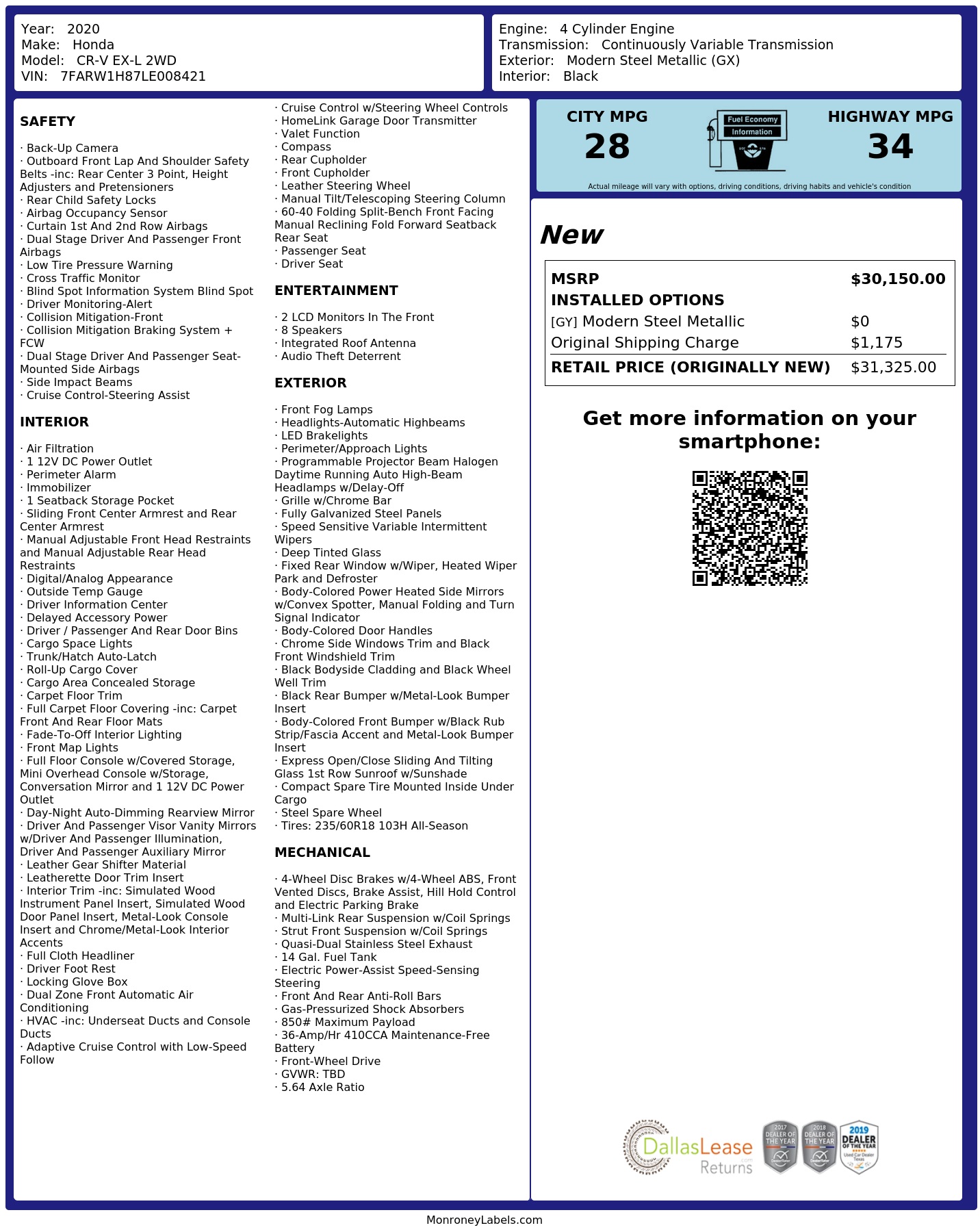Monroney Label