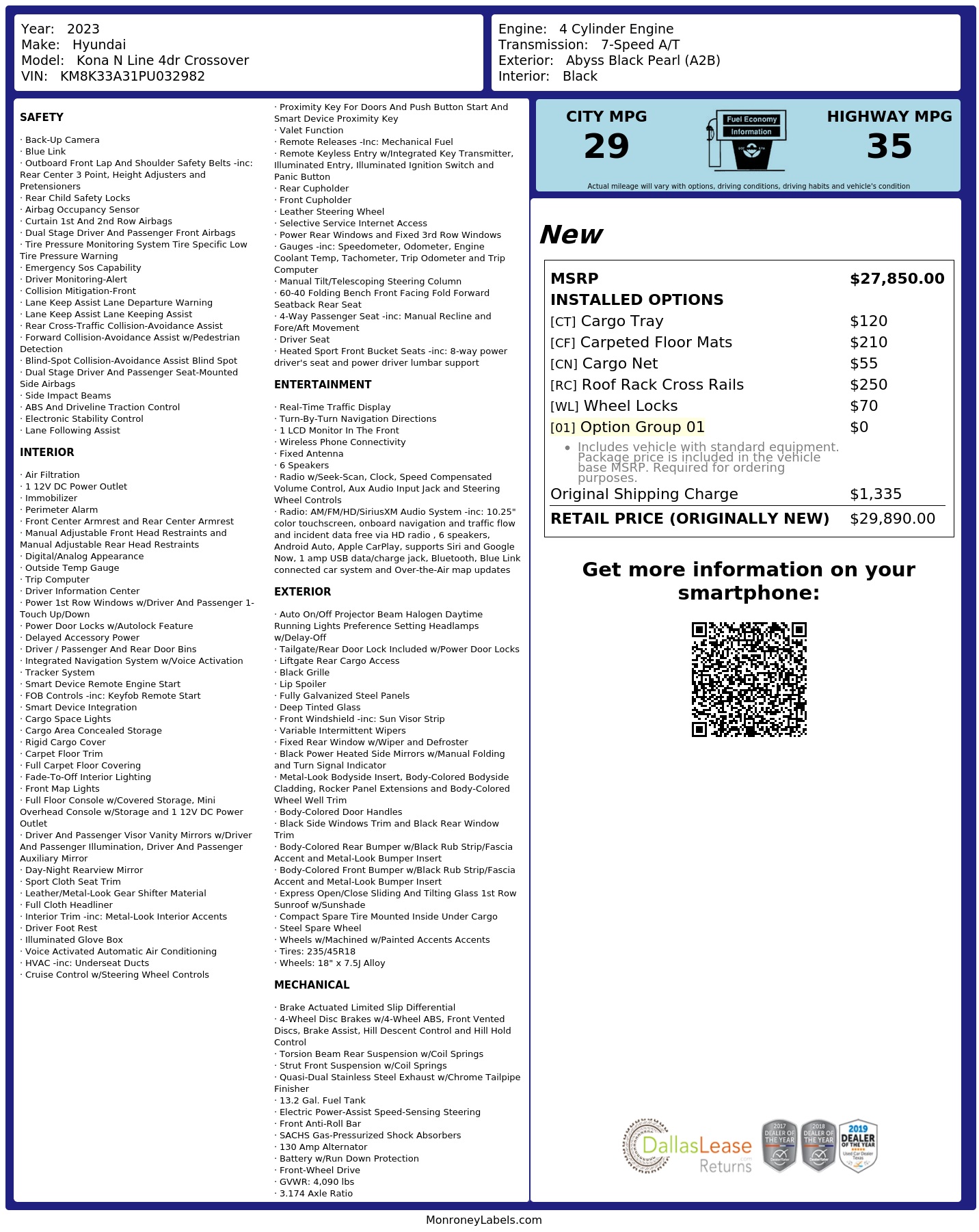 Monroney Label