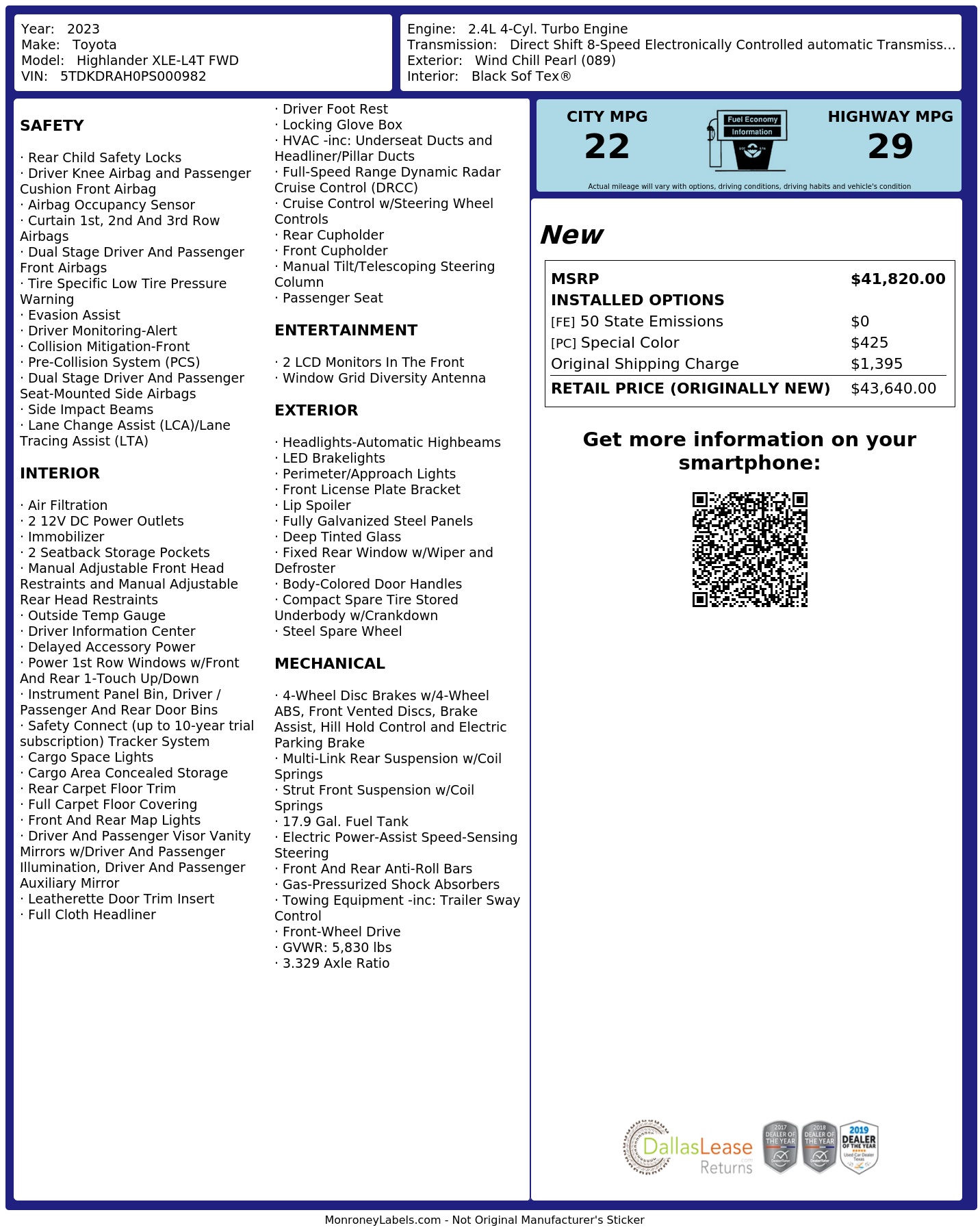 Monroney Label