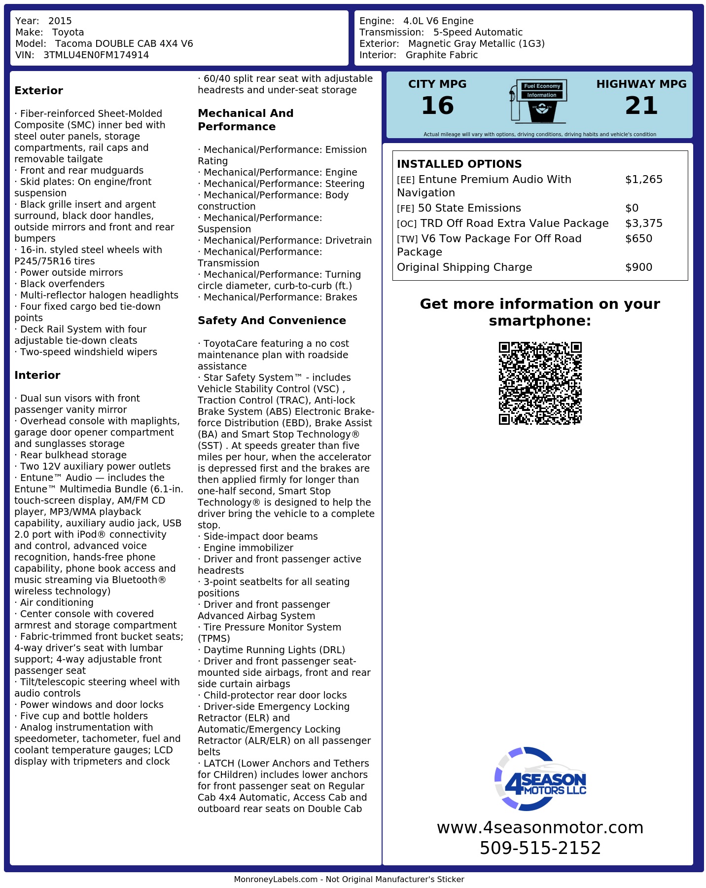 Monroney Label