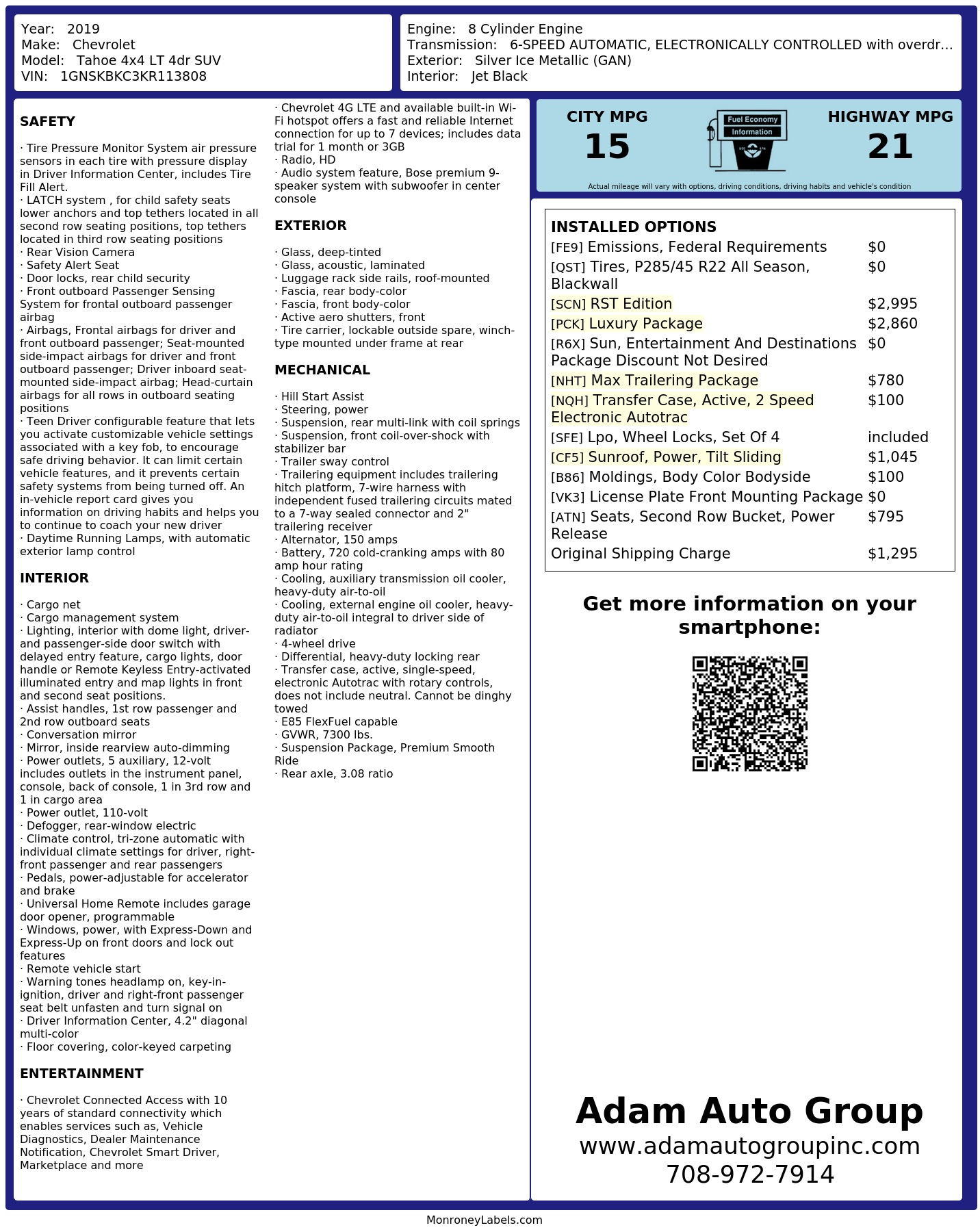 Monroney Label