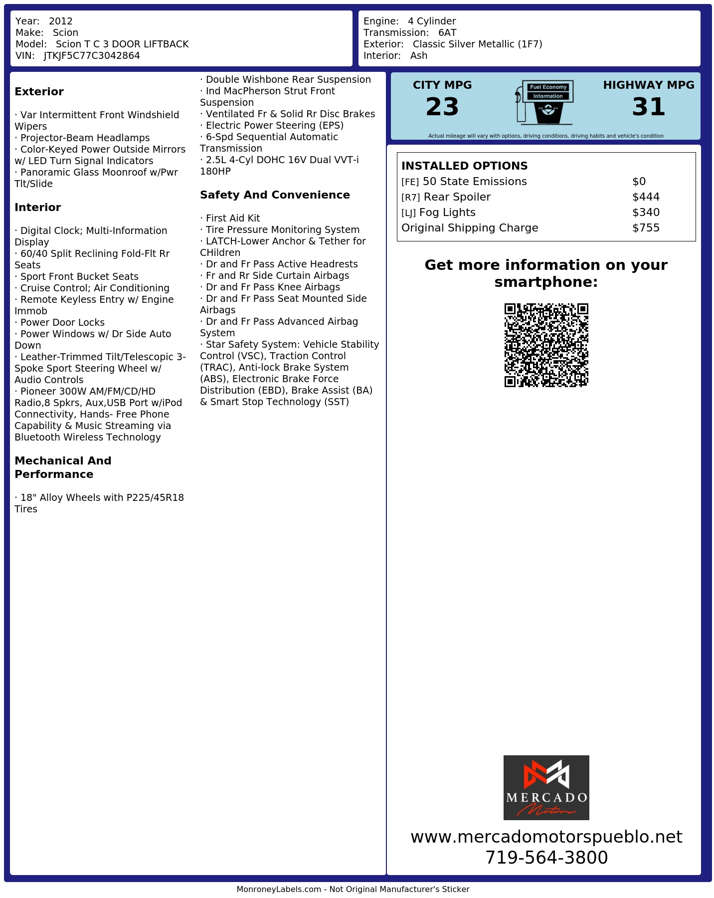Monroney Label