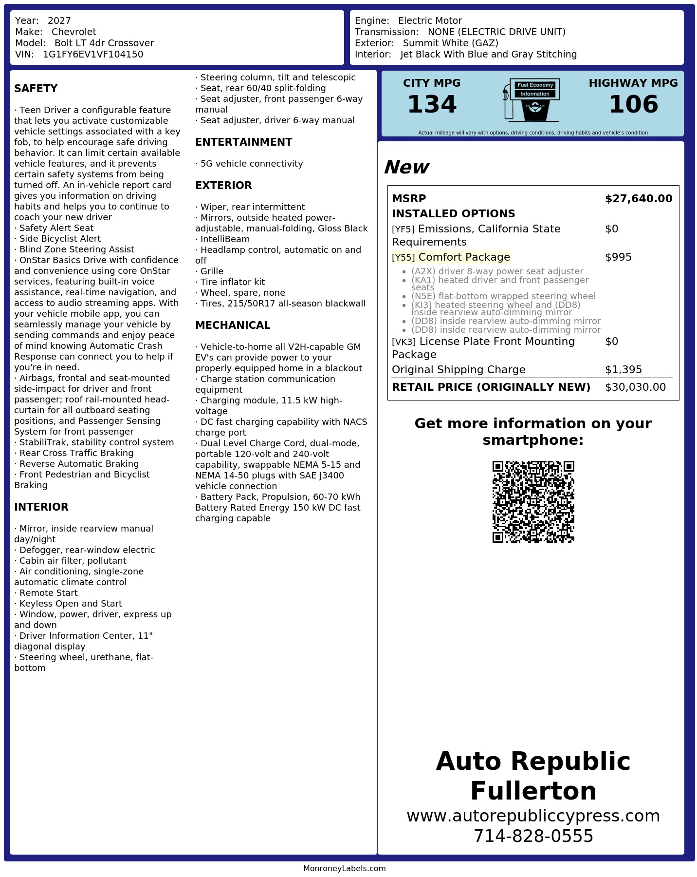 Monroney Label
