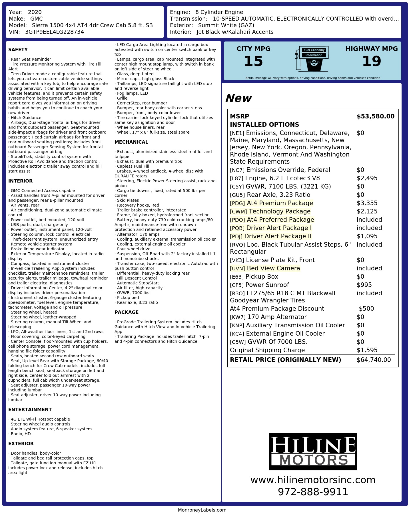 Monroney Label