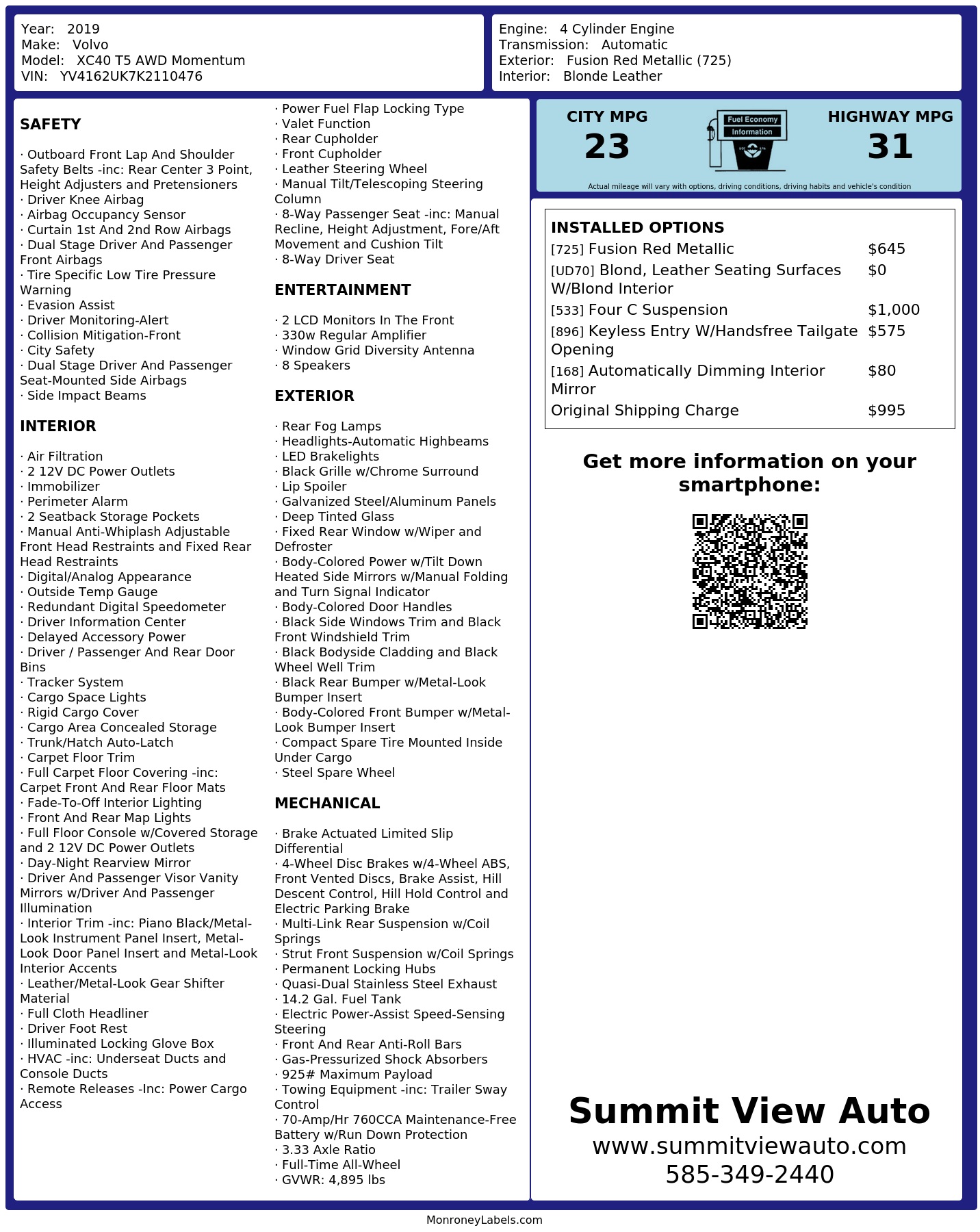 Monroney Label