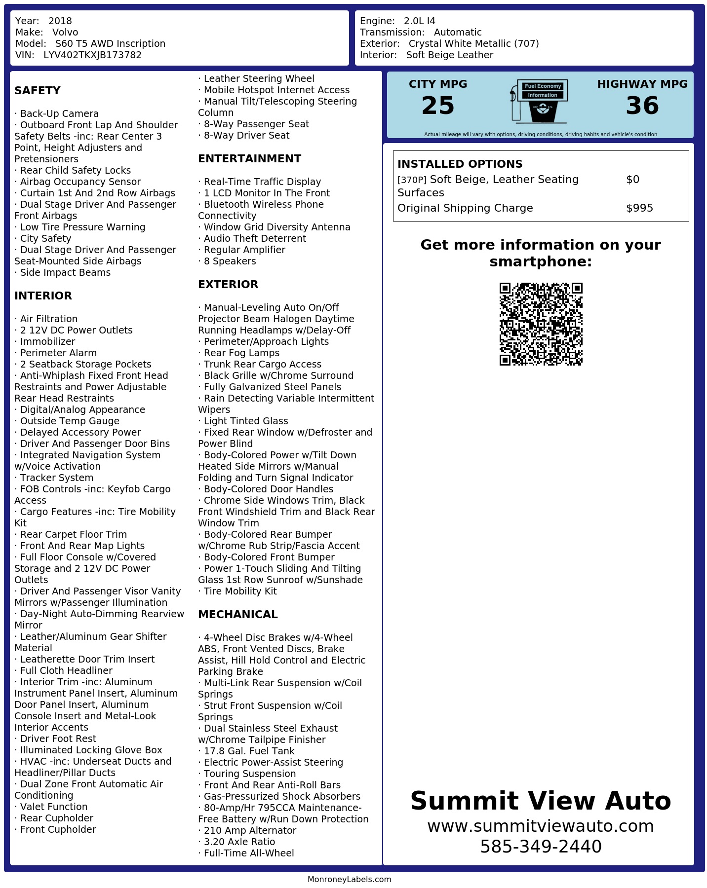 Monroney Label