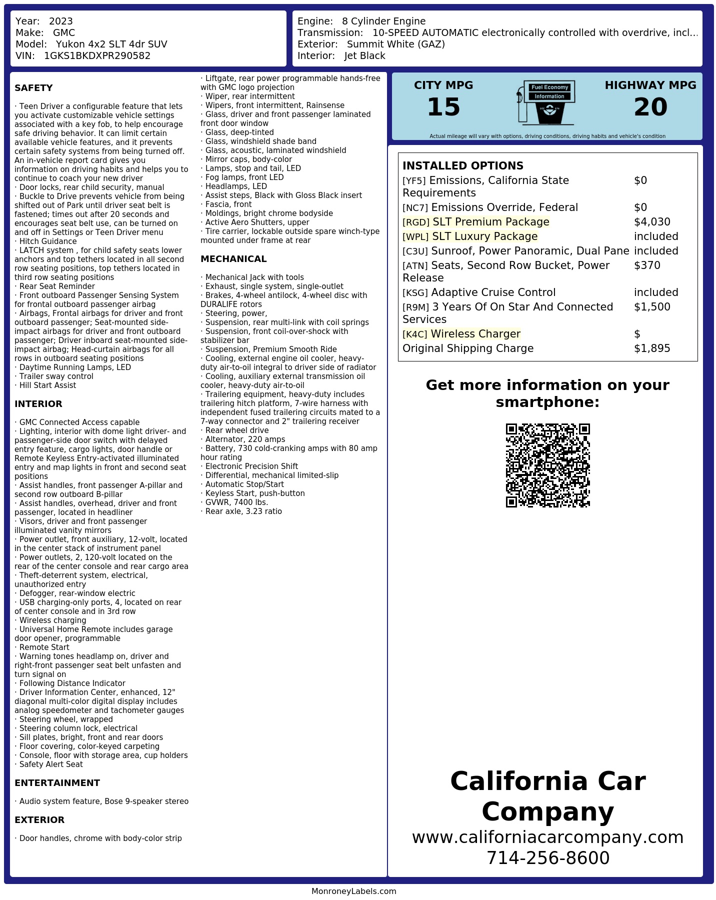 Monroney Label