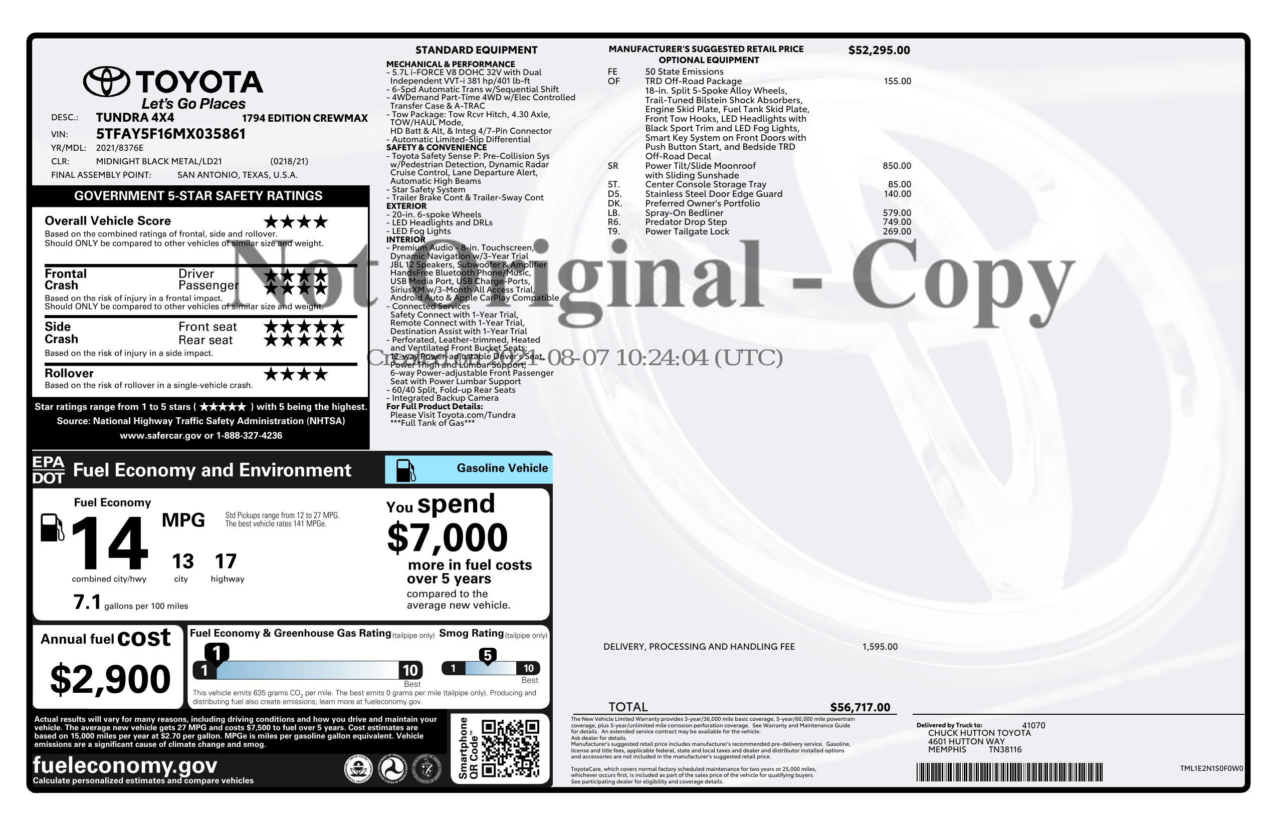 Monroney Label