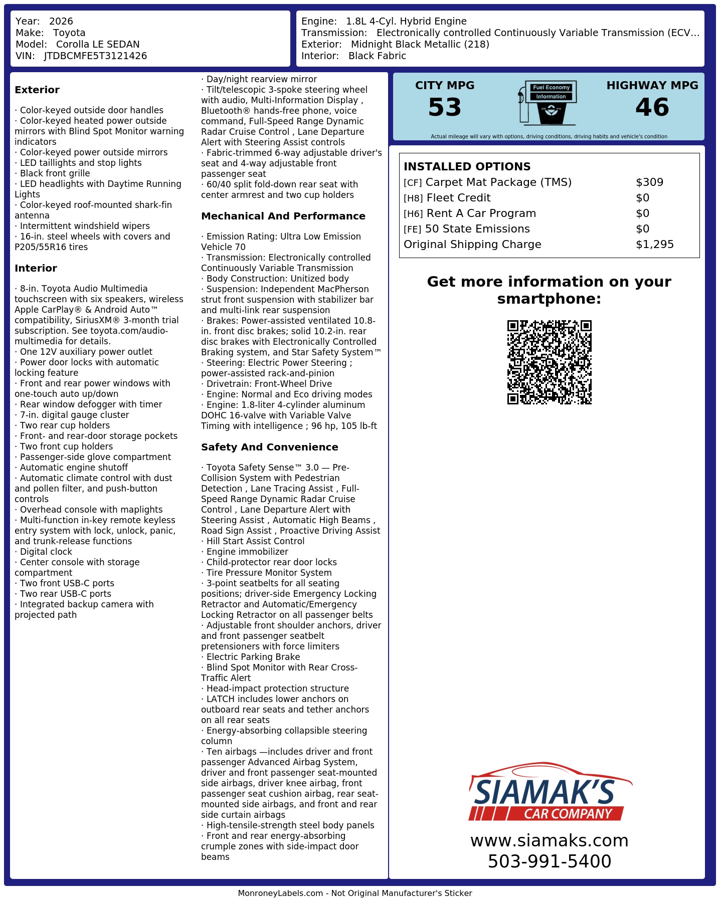 Monroney Label