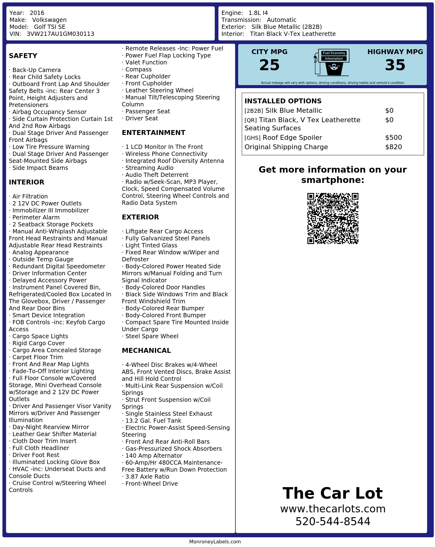 Monroney Label
