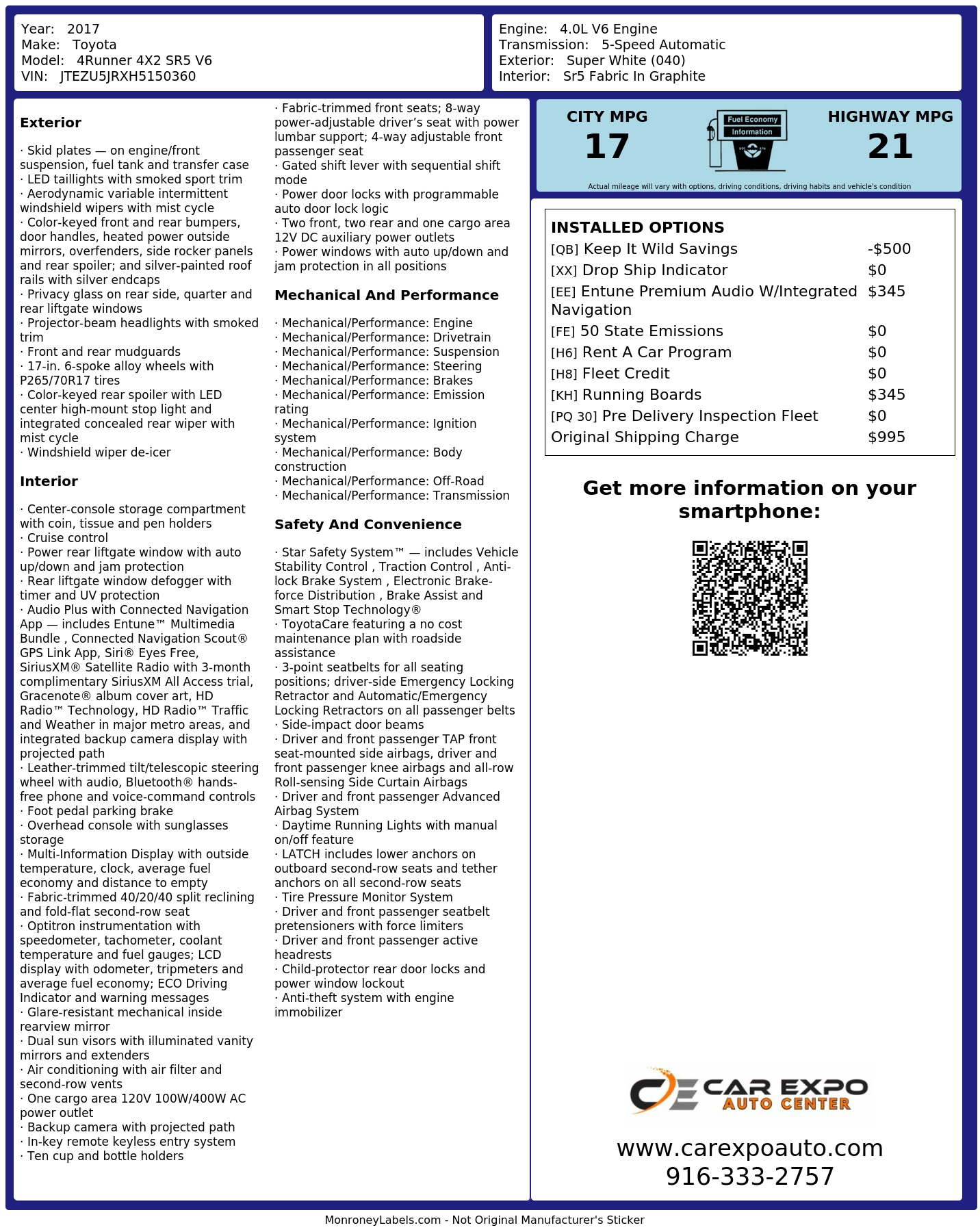 Monroney Label