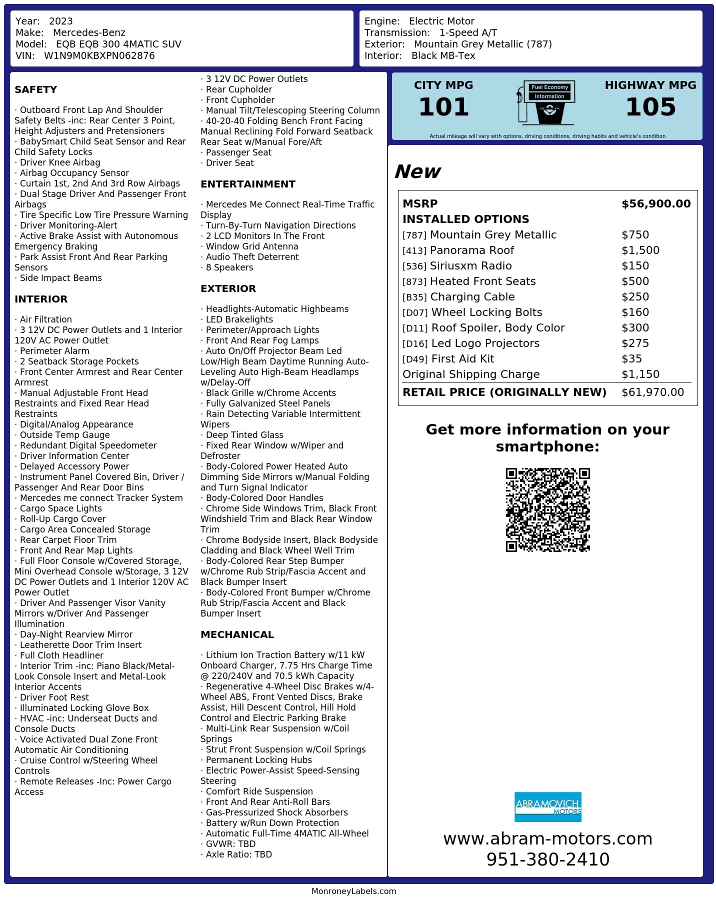 Monroney Label