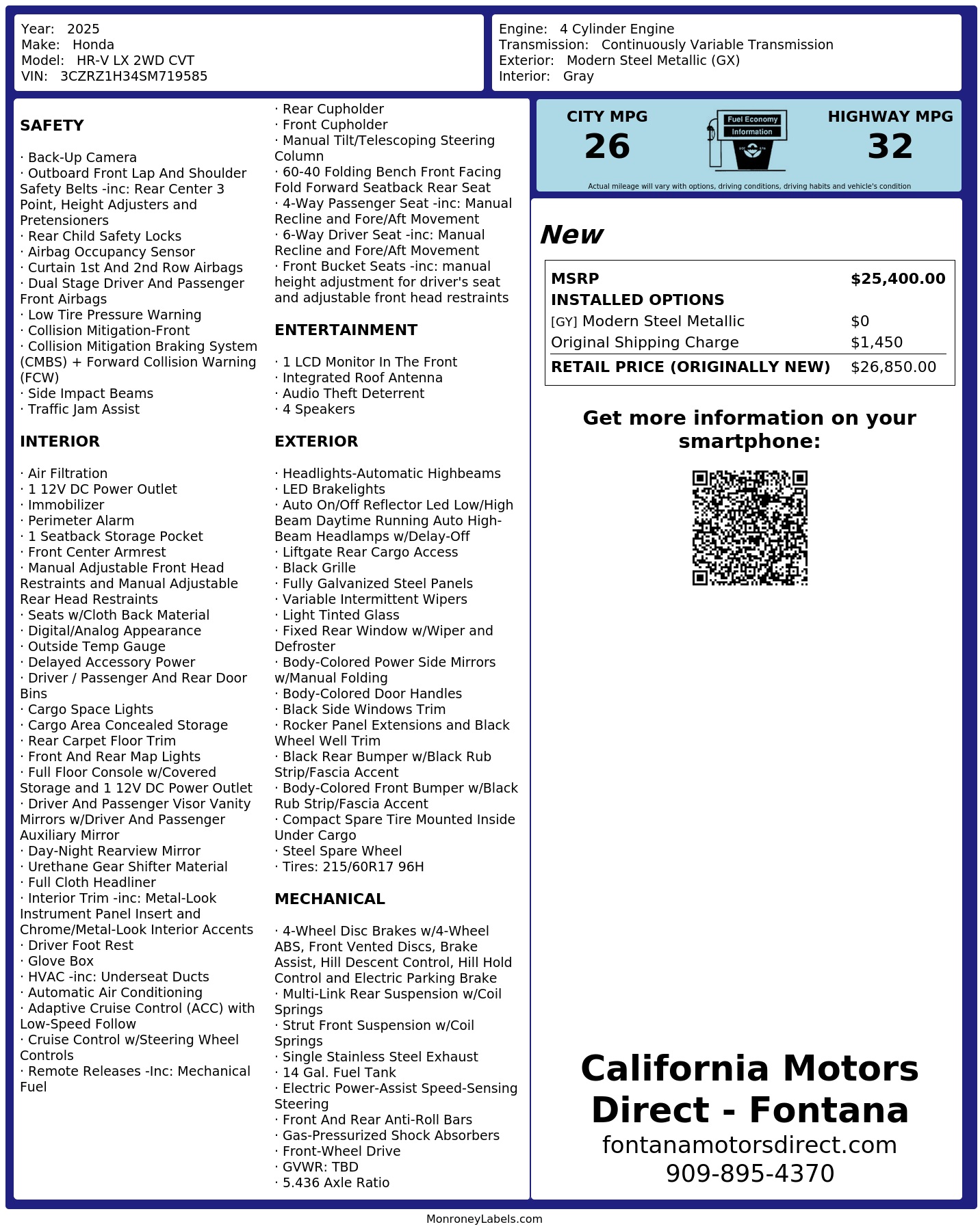 Monroney Label