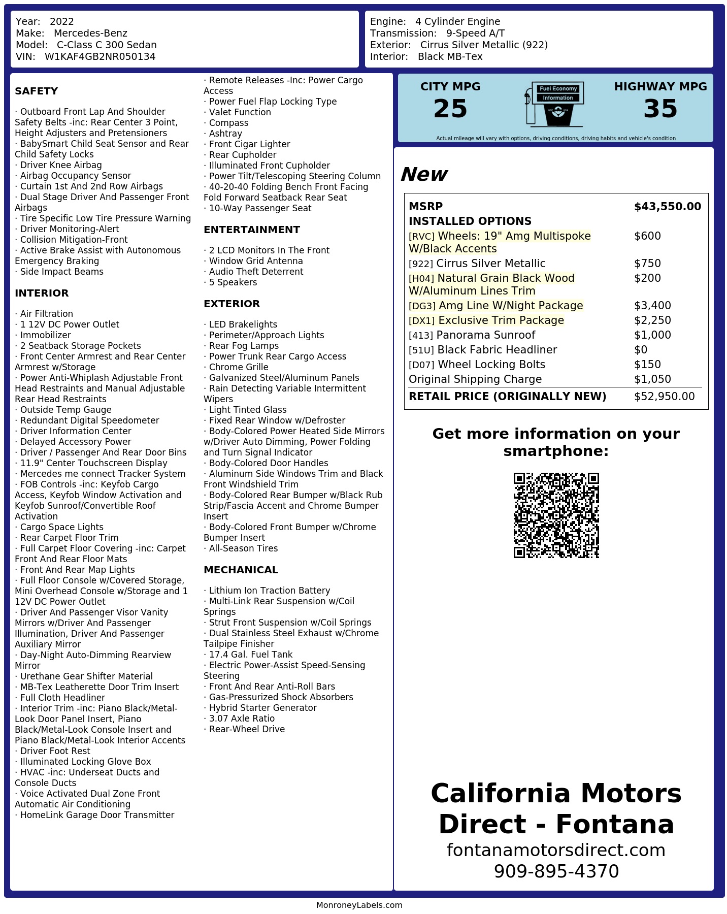 Monroney Label