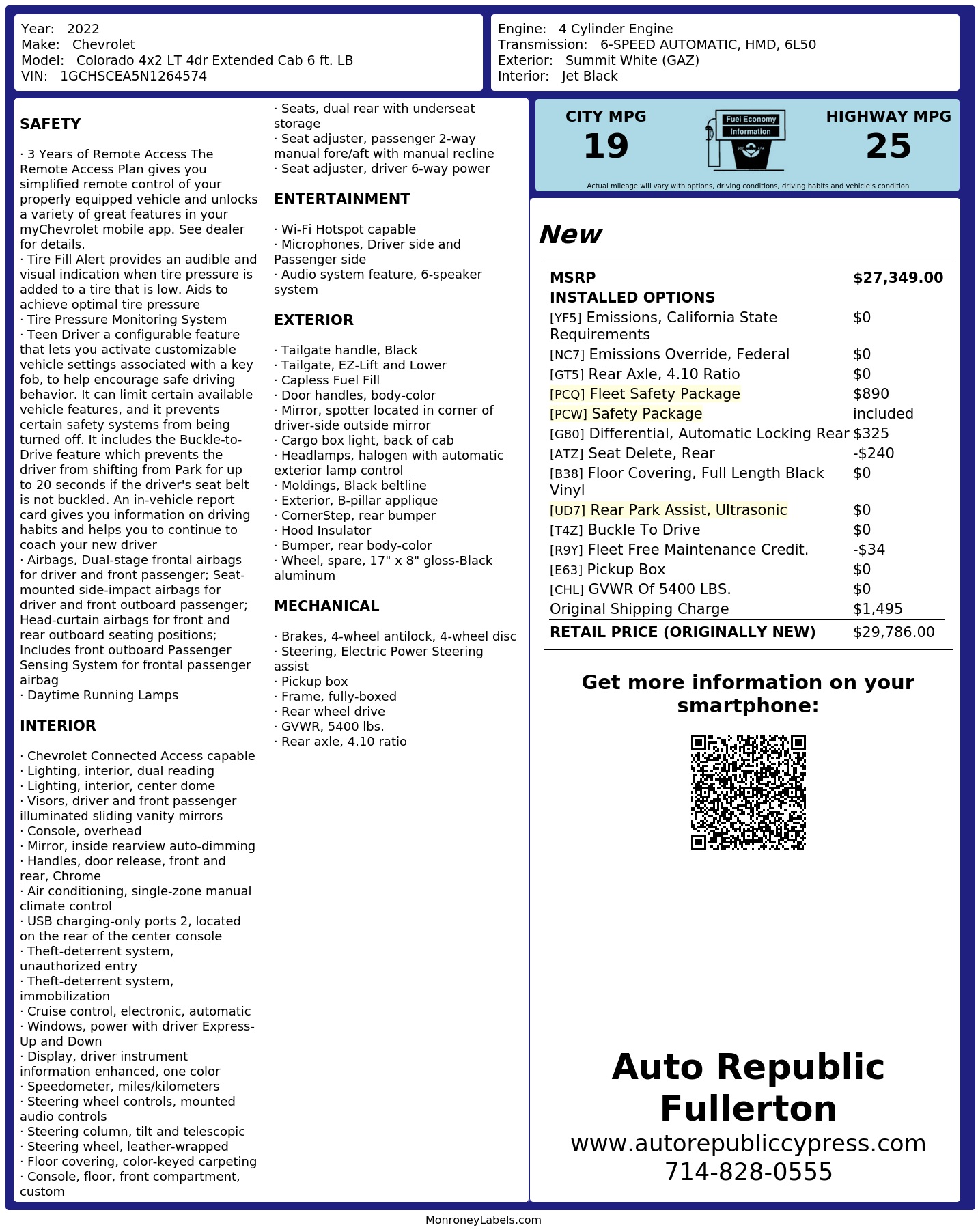 Monroney Label