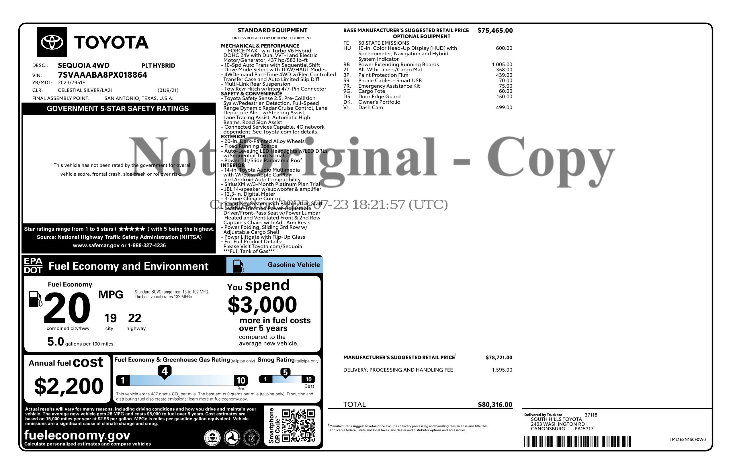 Monroney Label