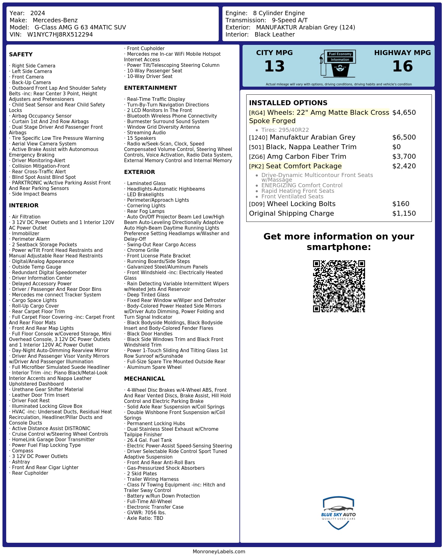 Monroney Label