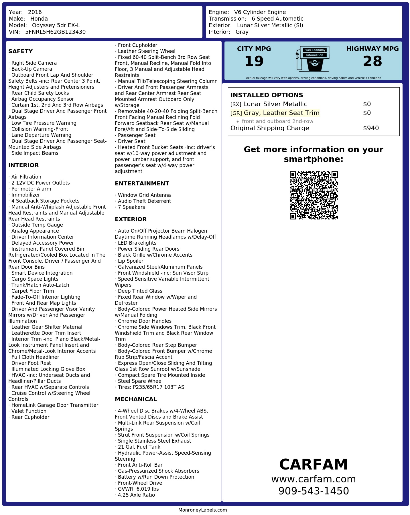 Monroney Label