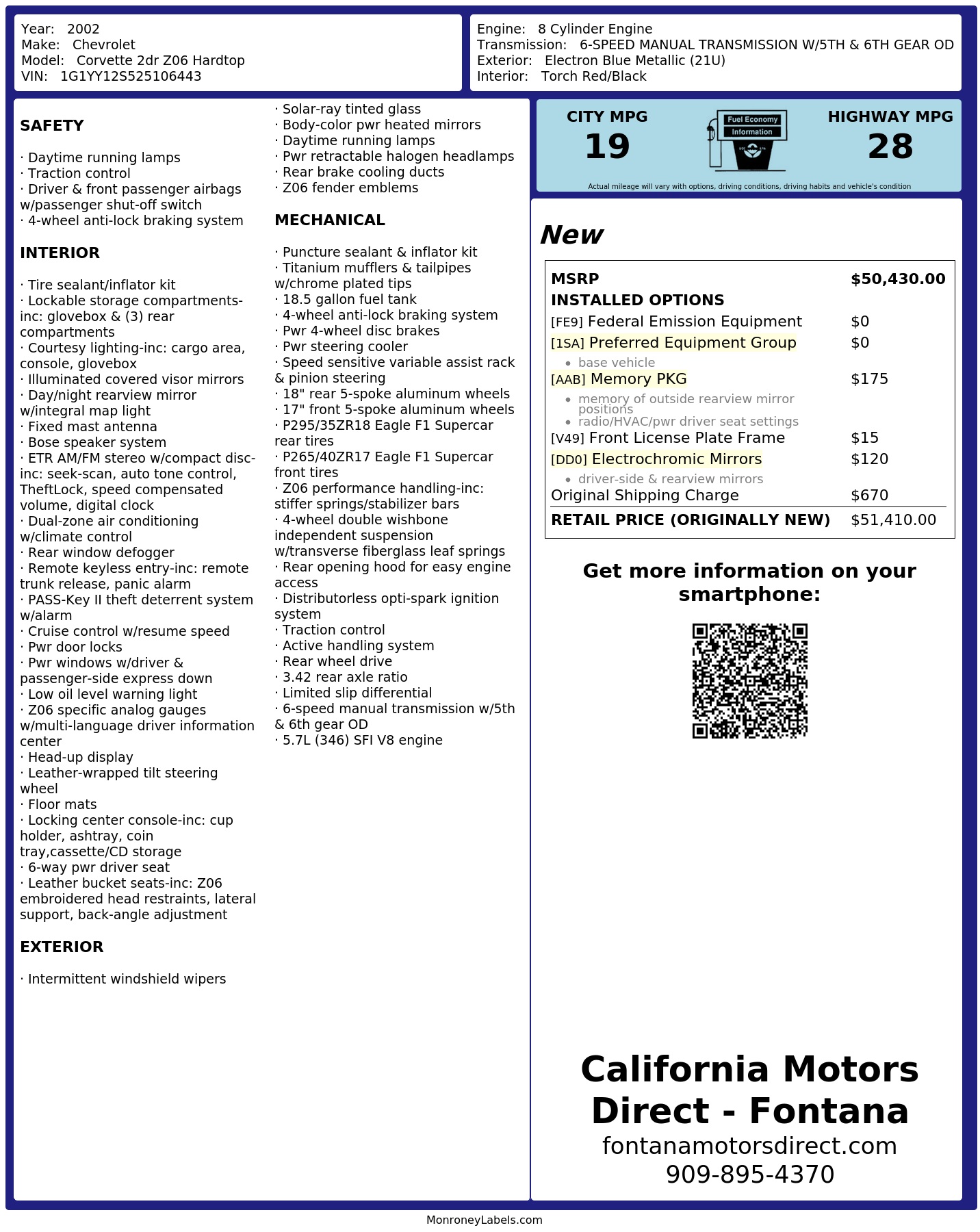 Monroney Label