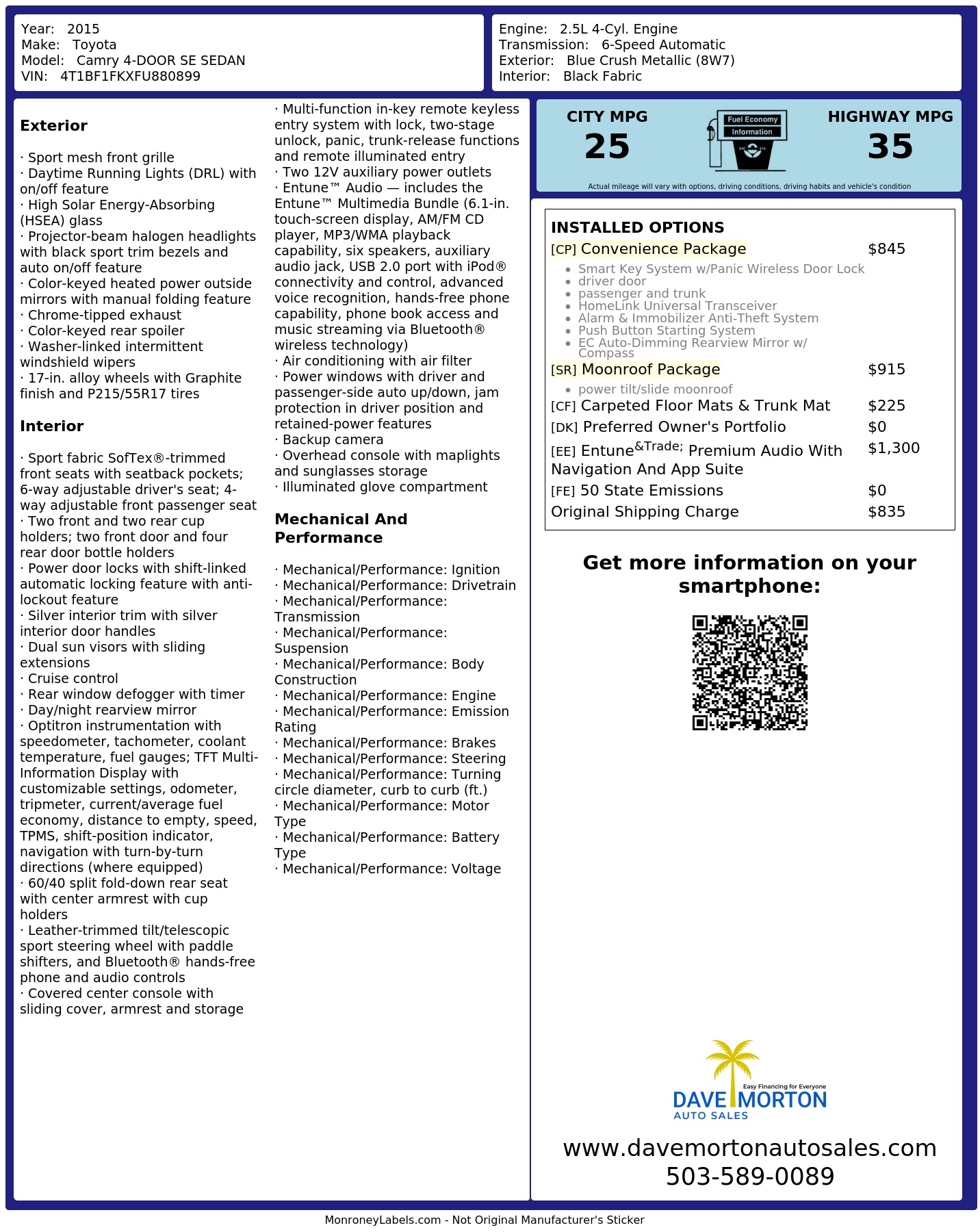 Monroney Label