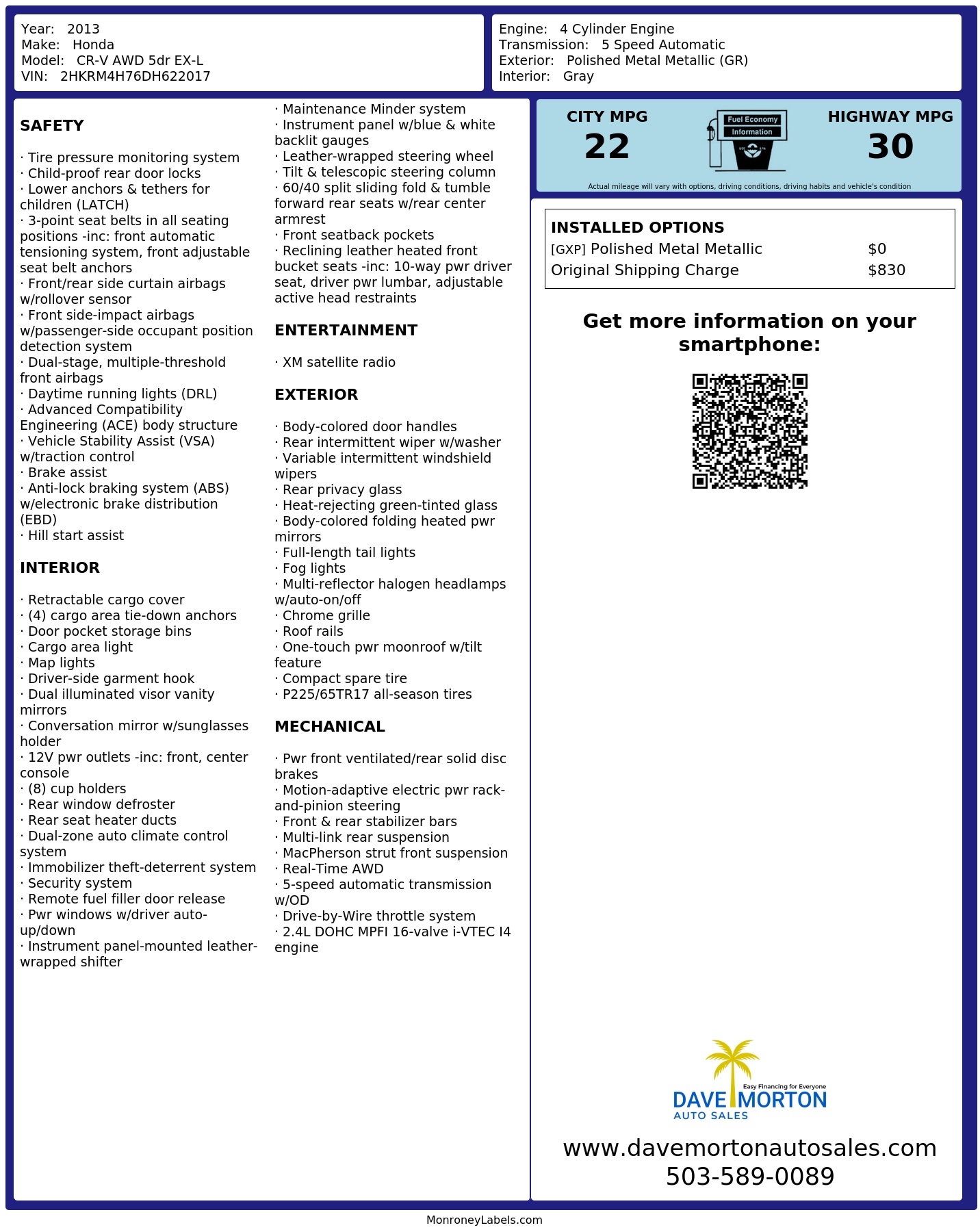 Monroney Label