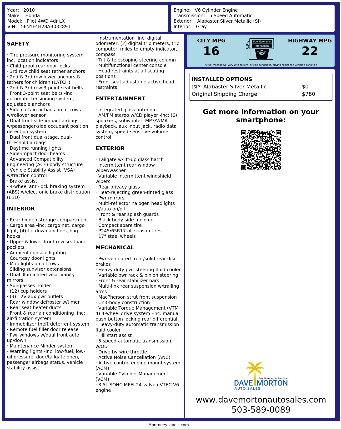Monroney Label