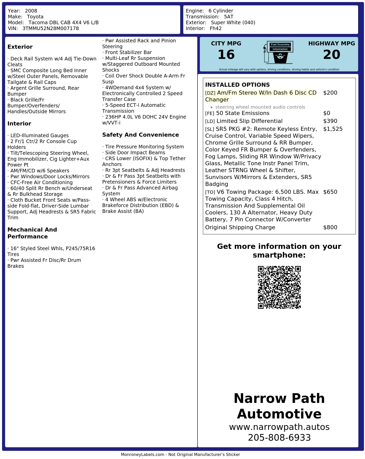 Monroney Label