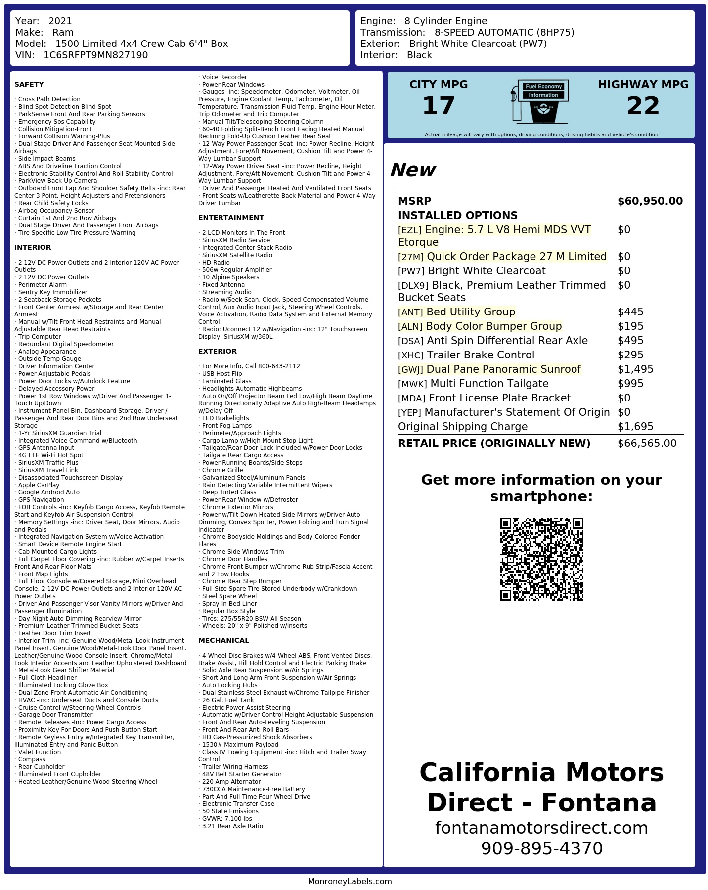 Monroney Label