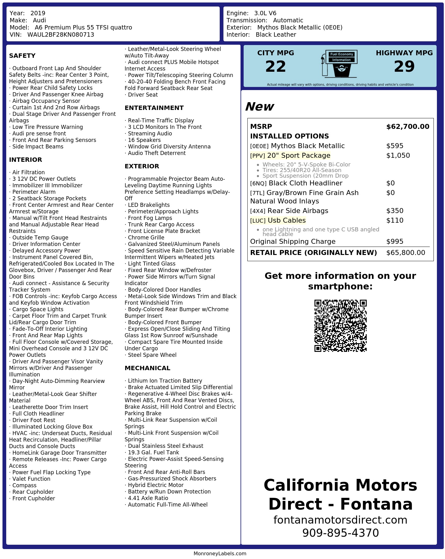 Monroney Label