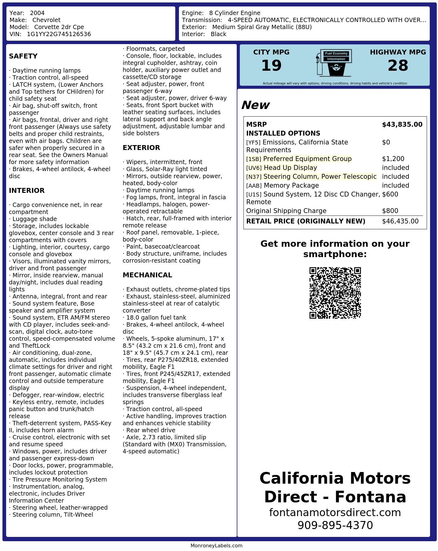 Monroney Label