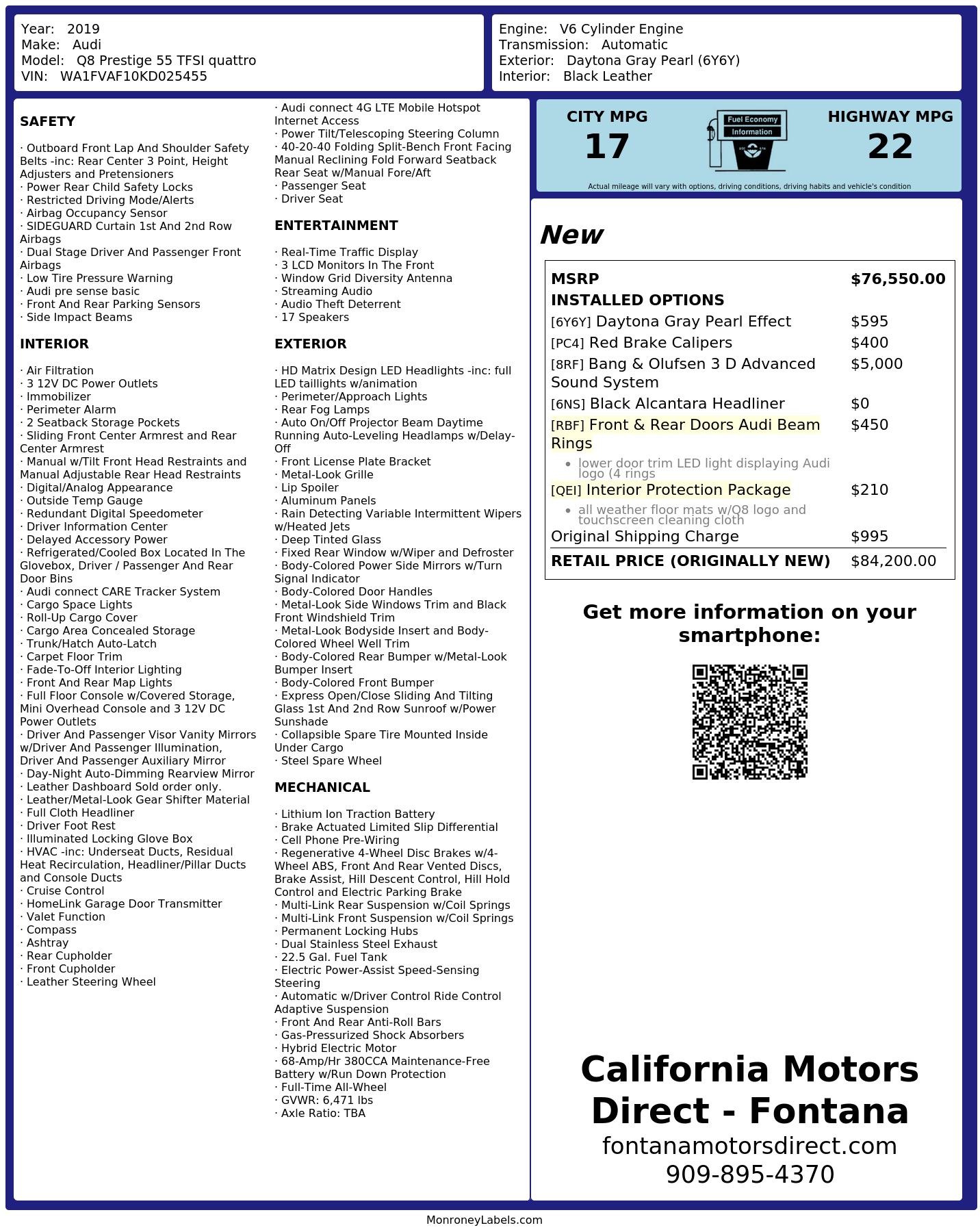 Monroney Label