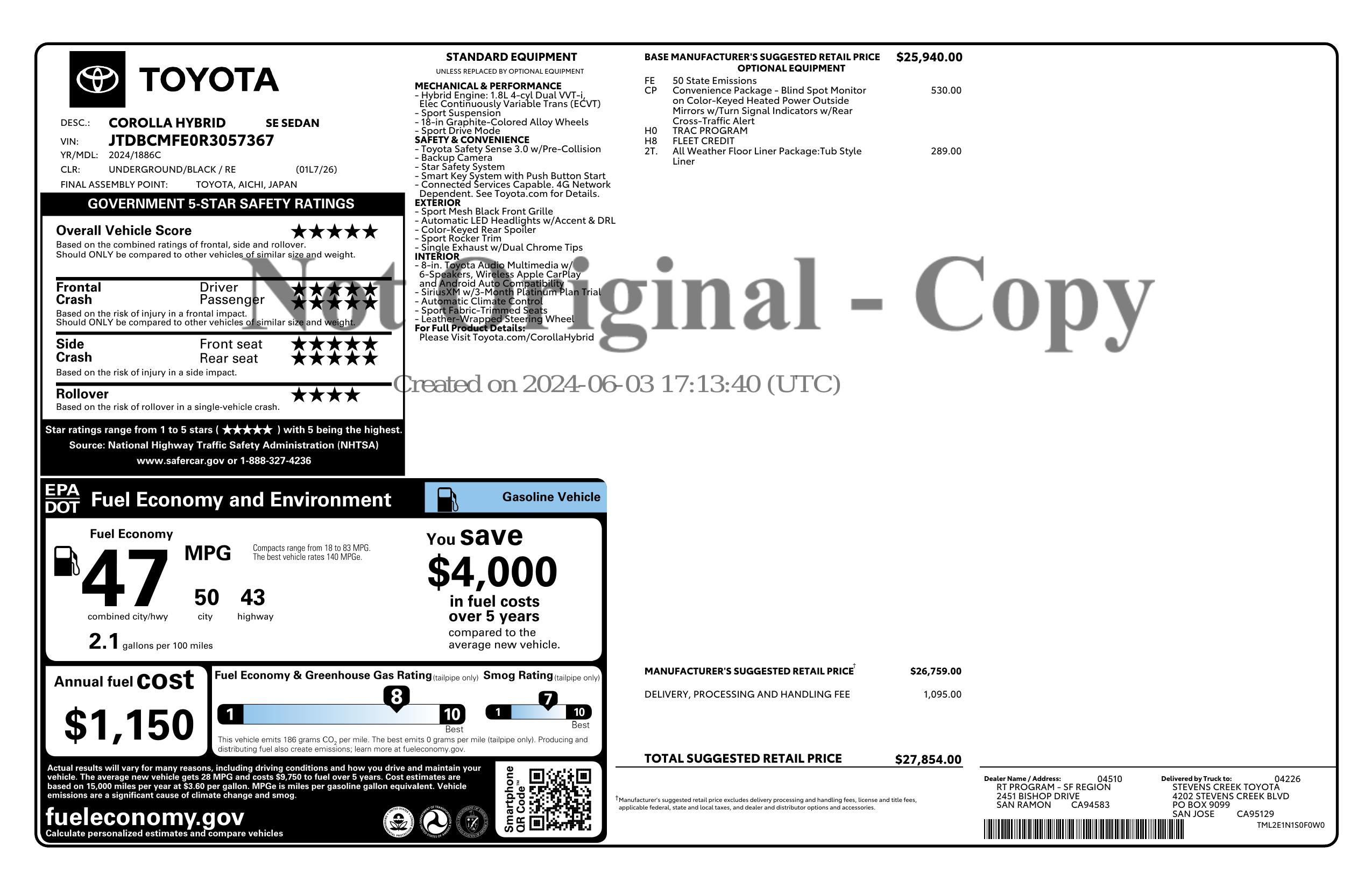 Monroney Label