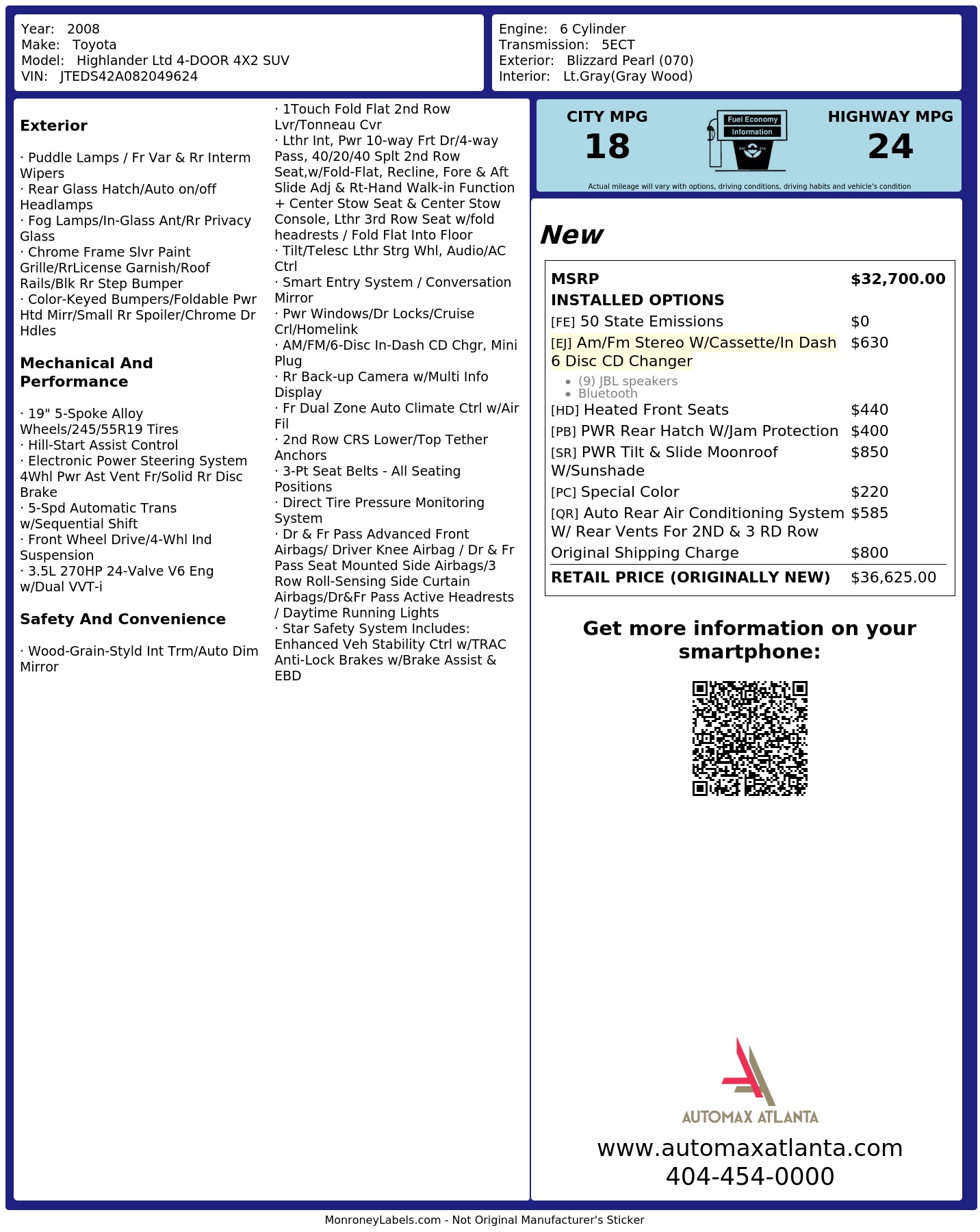 Monroney Label