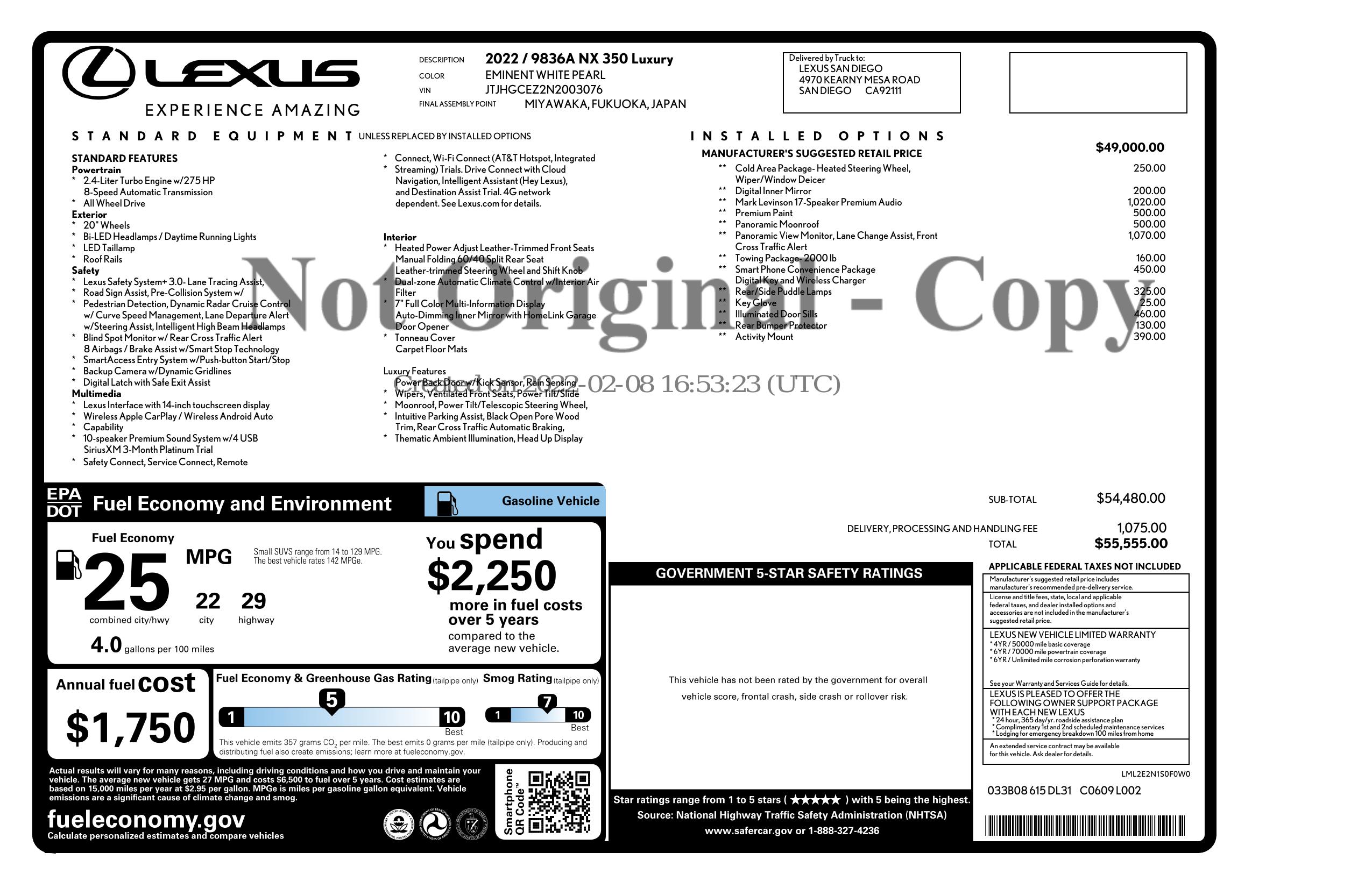 Monroney Label