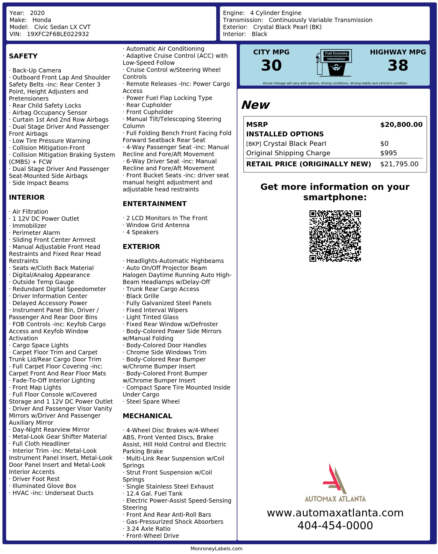 Monroney Label