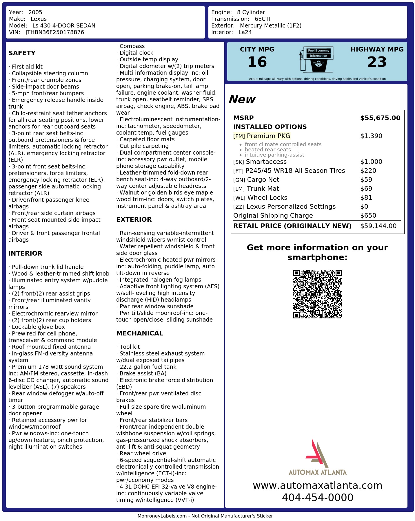 Monroney Label
