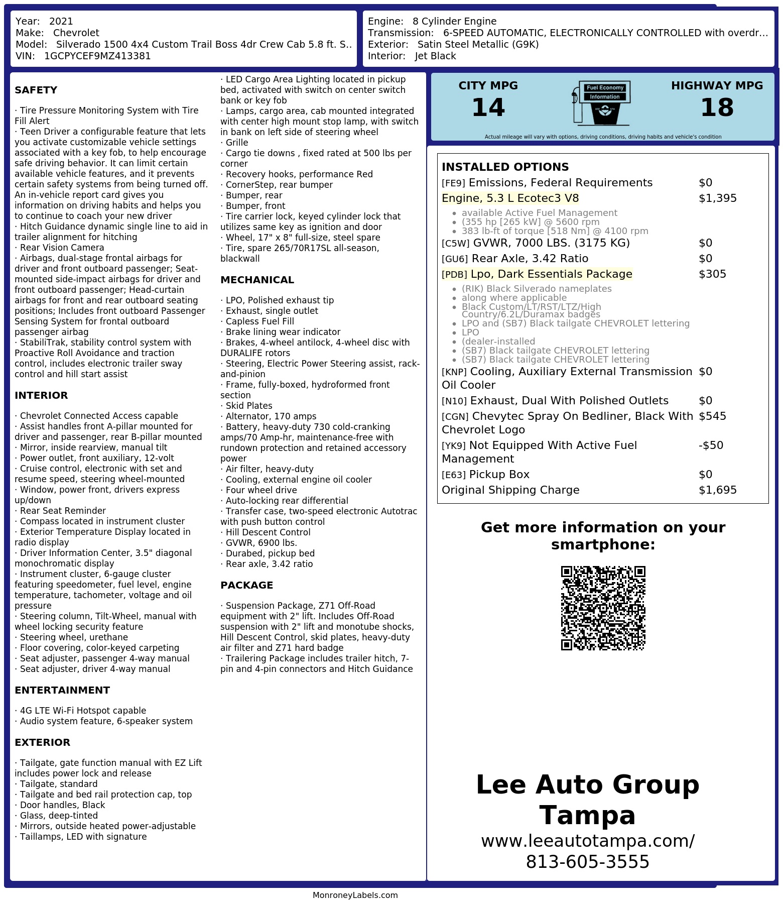Monroney Label