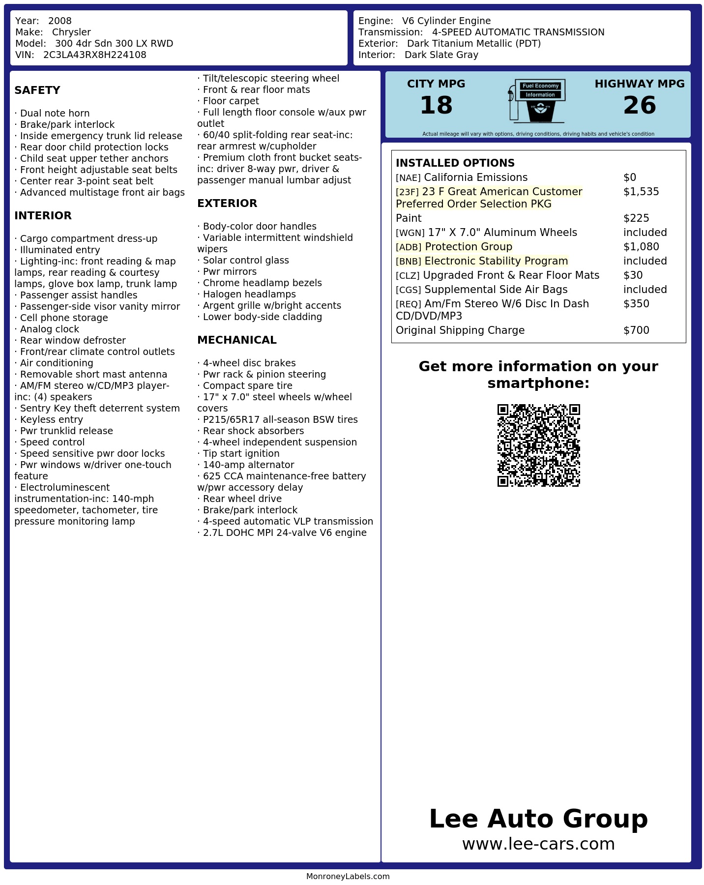 Monroney Label