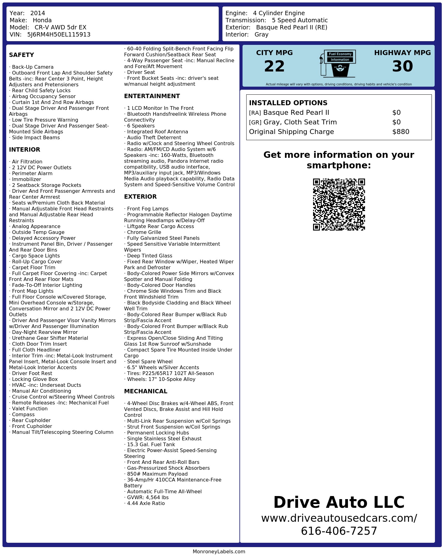 Monroney Label