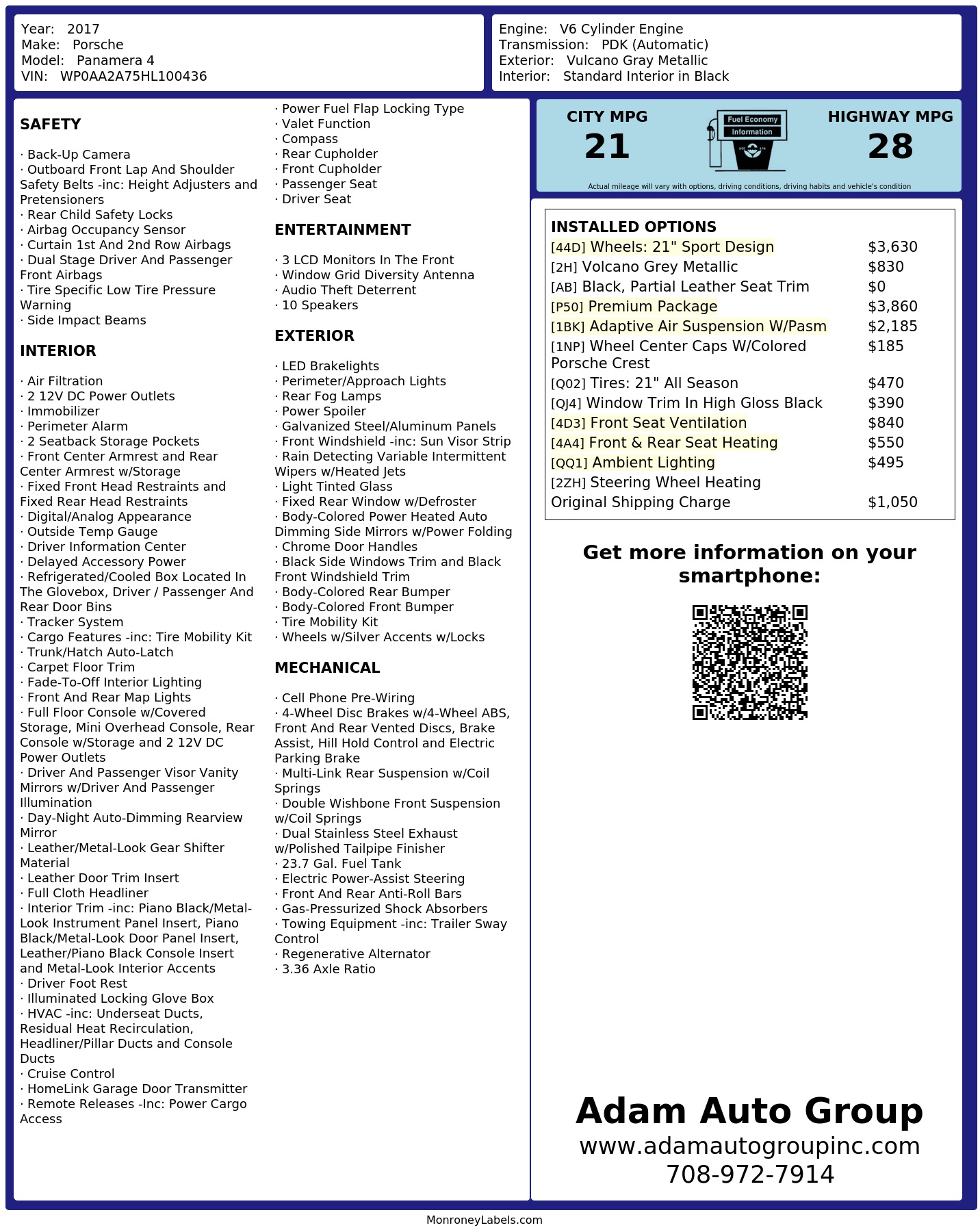 Monroney Label