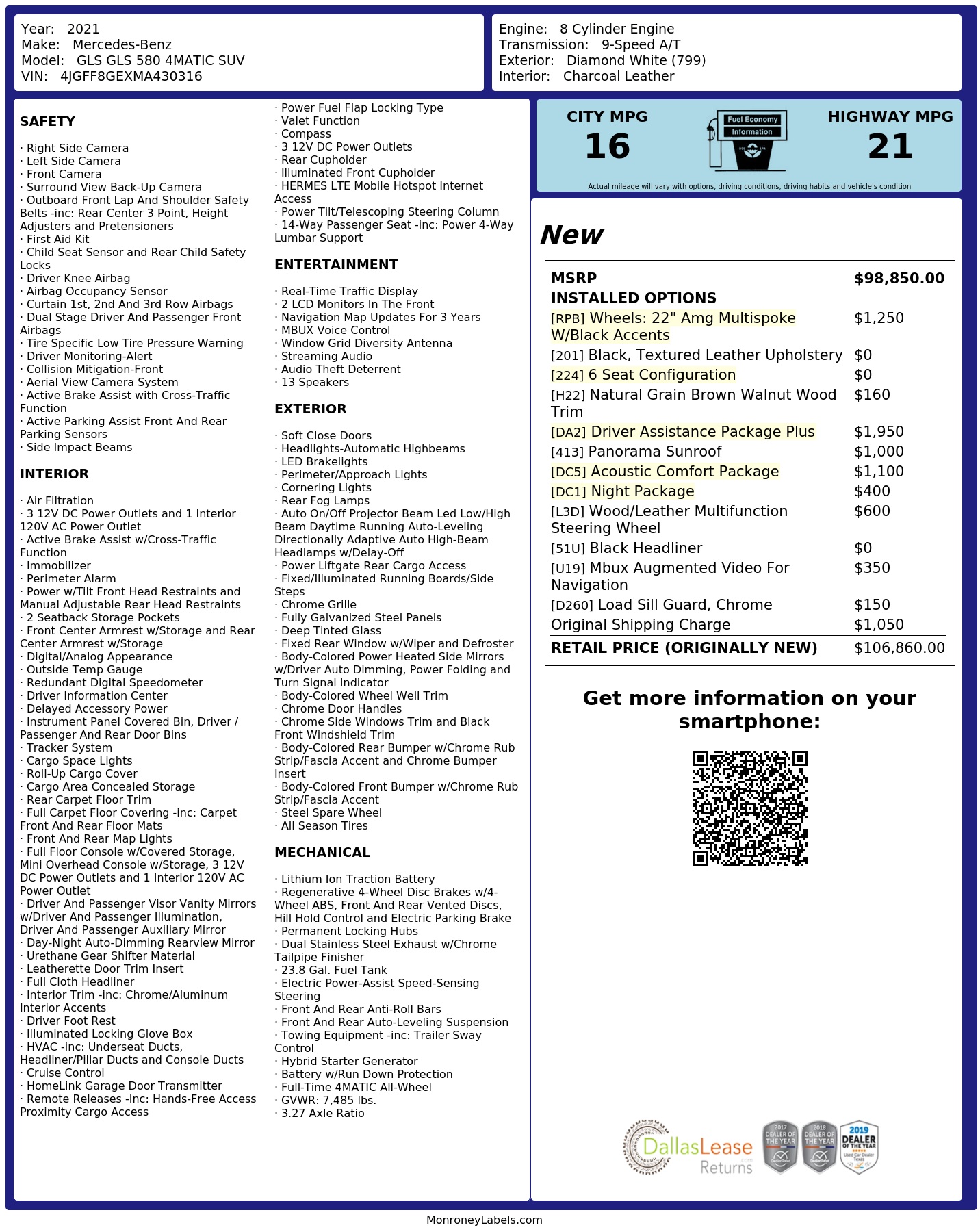 Monroney Label