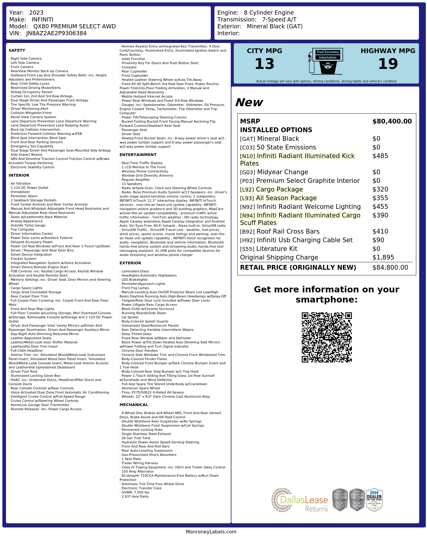 Monroney Label