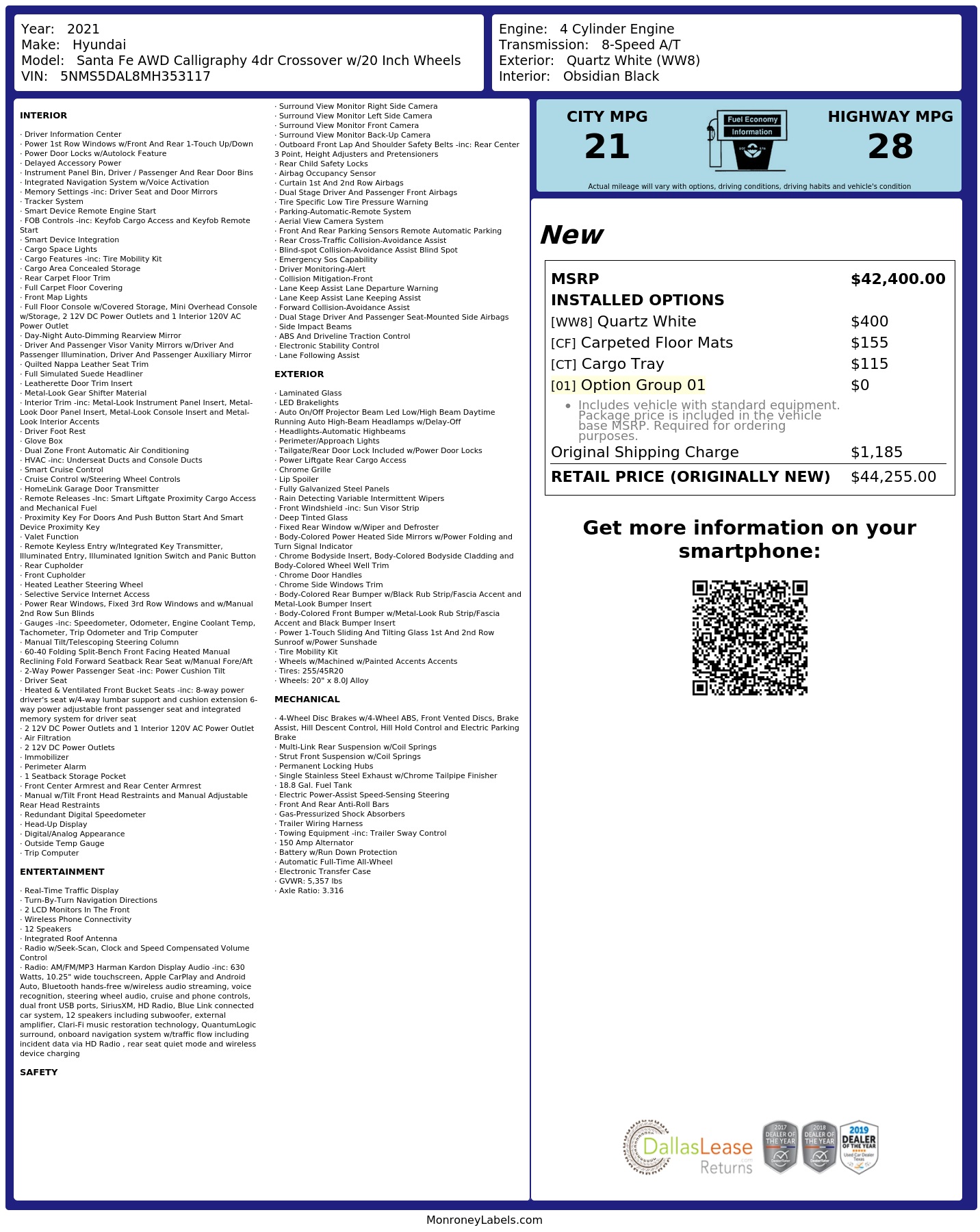 Monroney Label