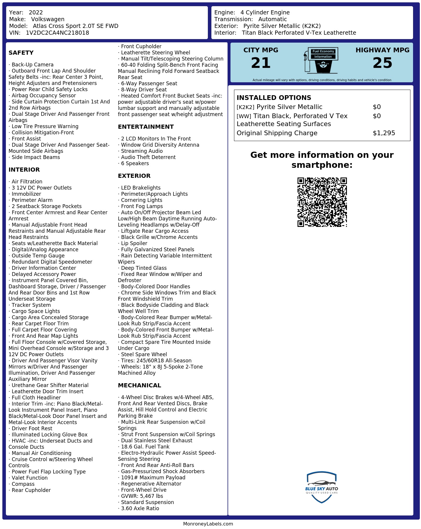 Monroney Label