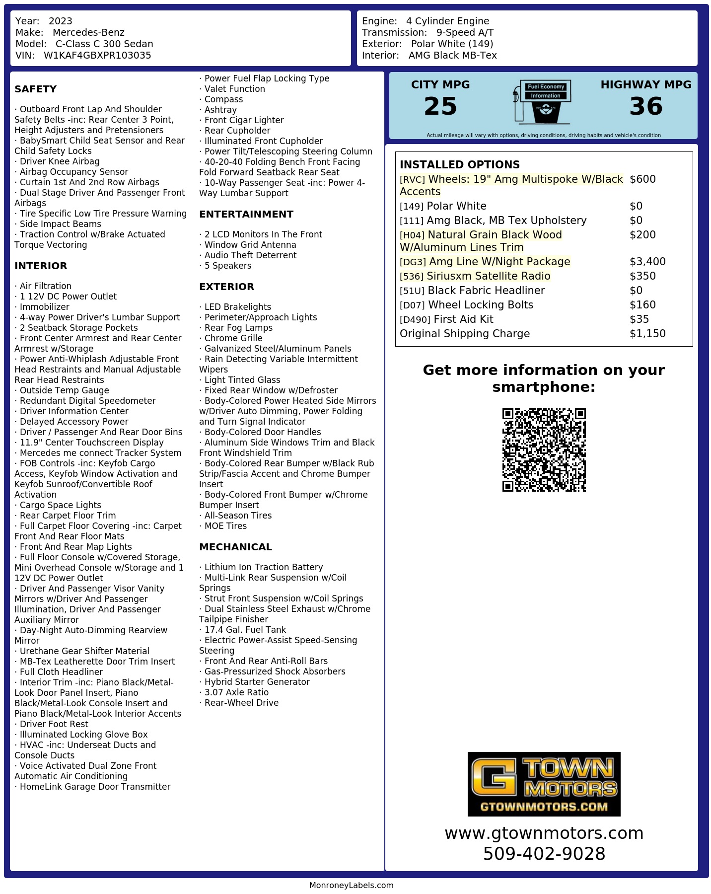 Monroney Label