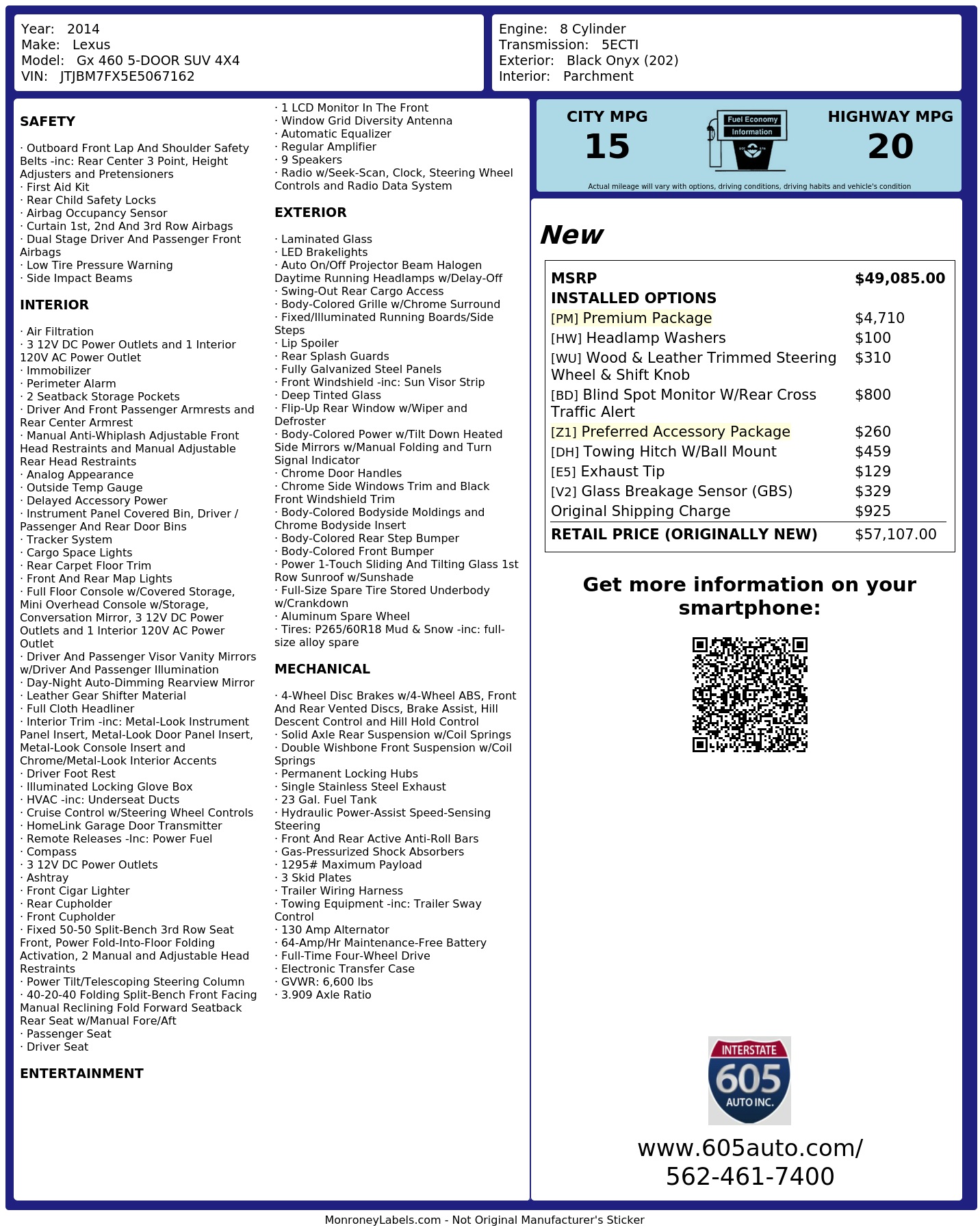 Monroney Label